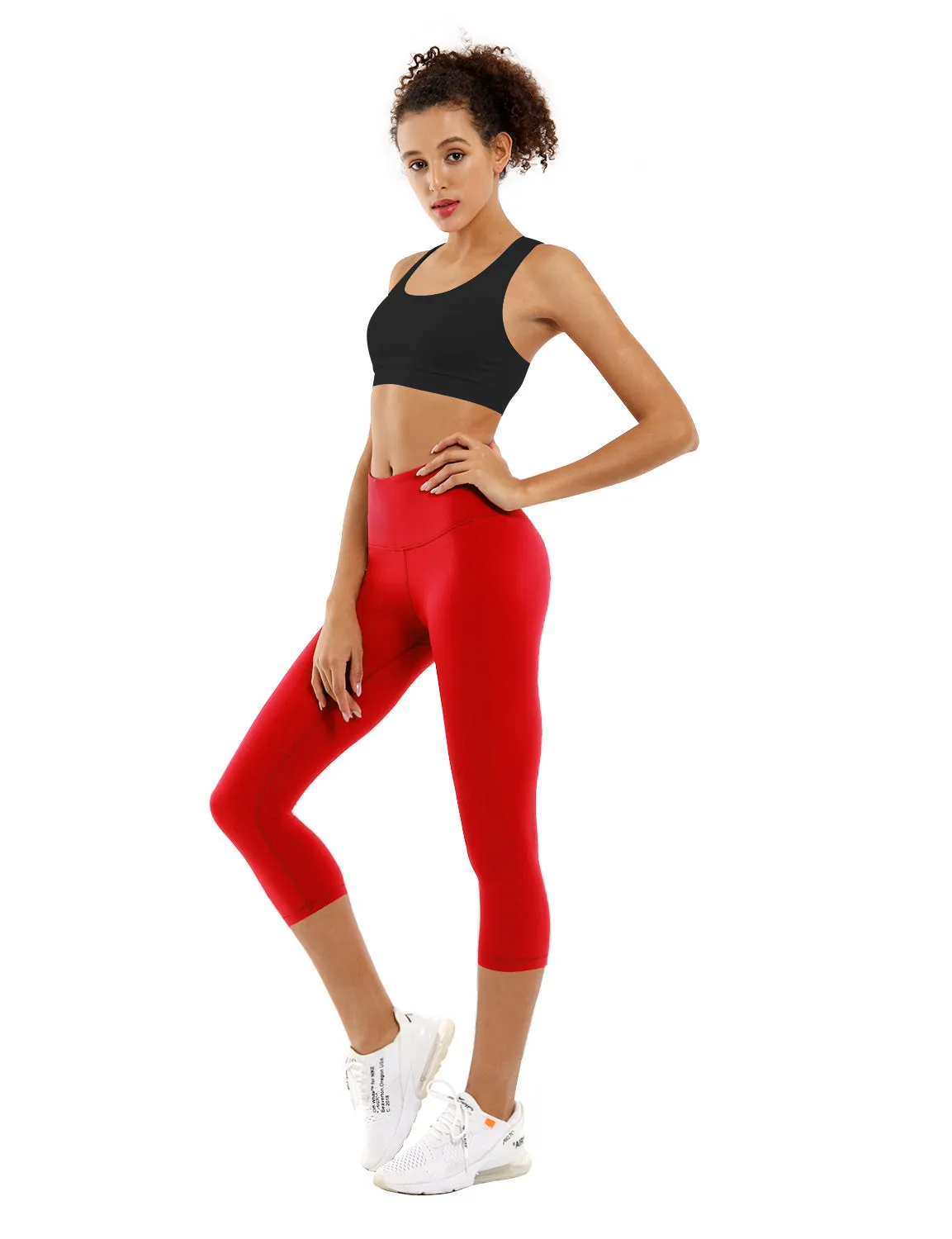 19" High Waist Crop Tight Capris scarlet_Running
