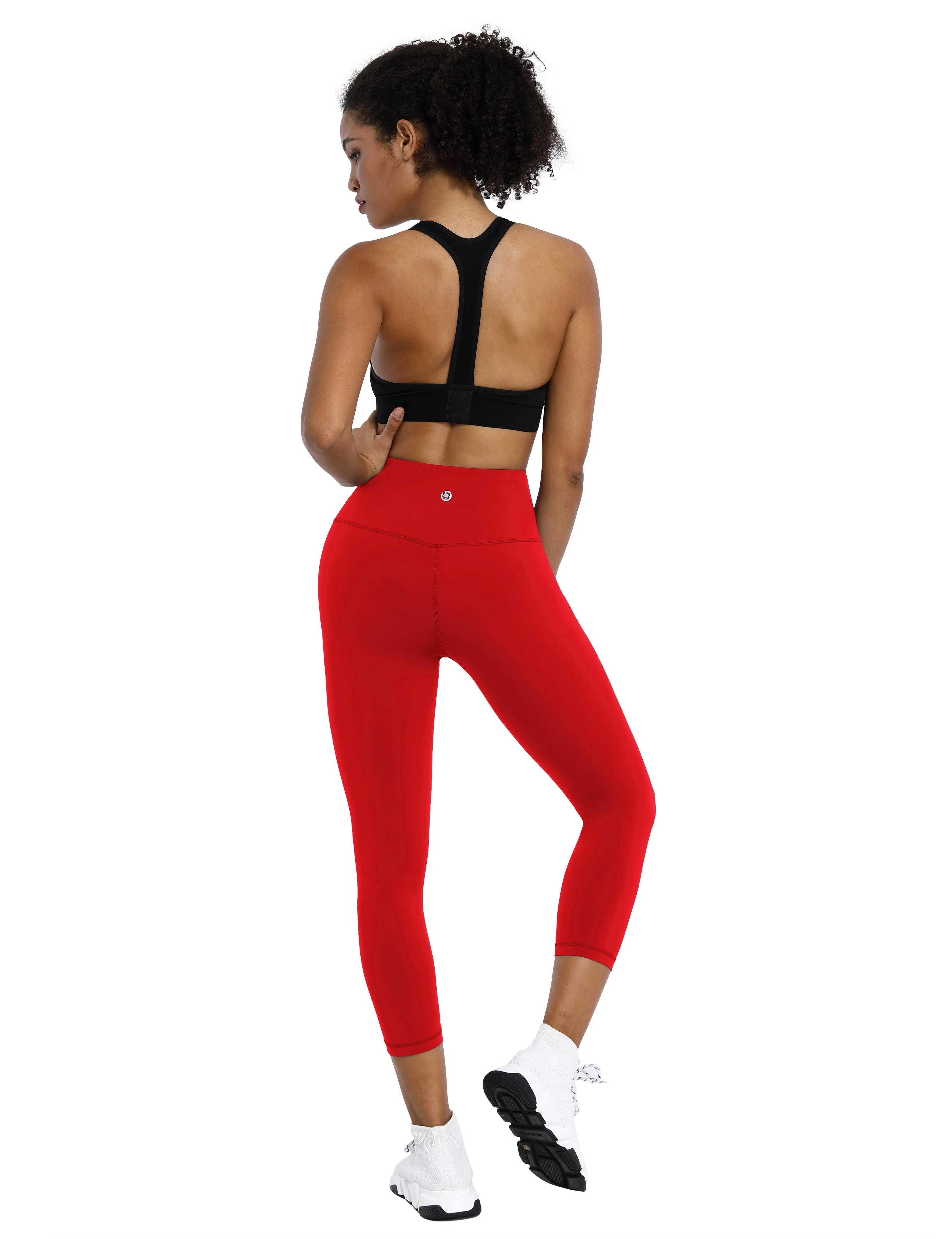 19" High Waist Crop Tight Capris scarlet_Running