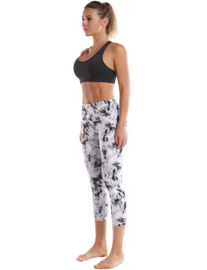 19" High Waist Printed Crop Tight Capris black dandelion_Running