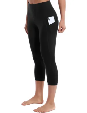 19" High Waist Side Pockets Capris black_Running