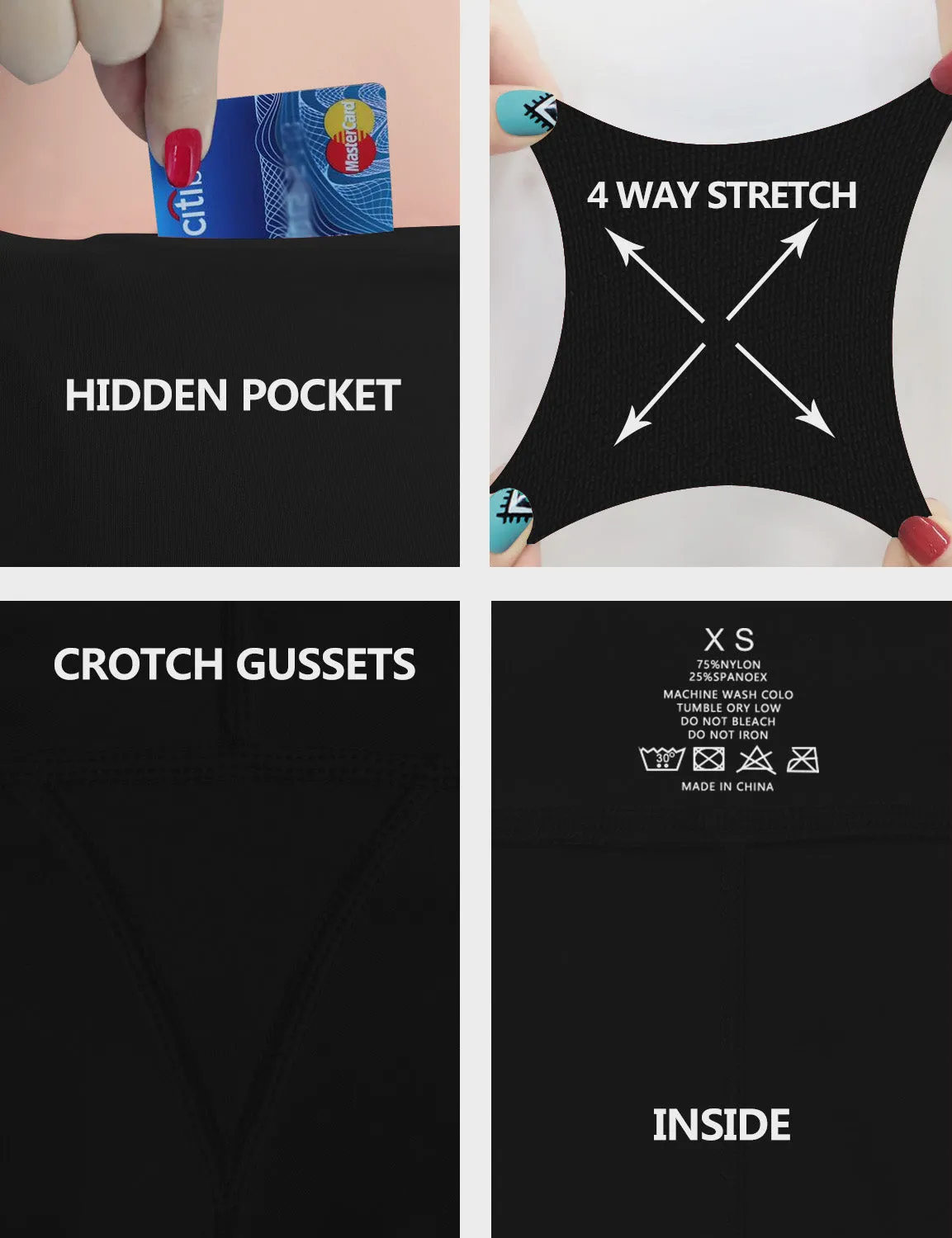 19" High Waist Side Pockets Capris black_Running