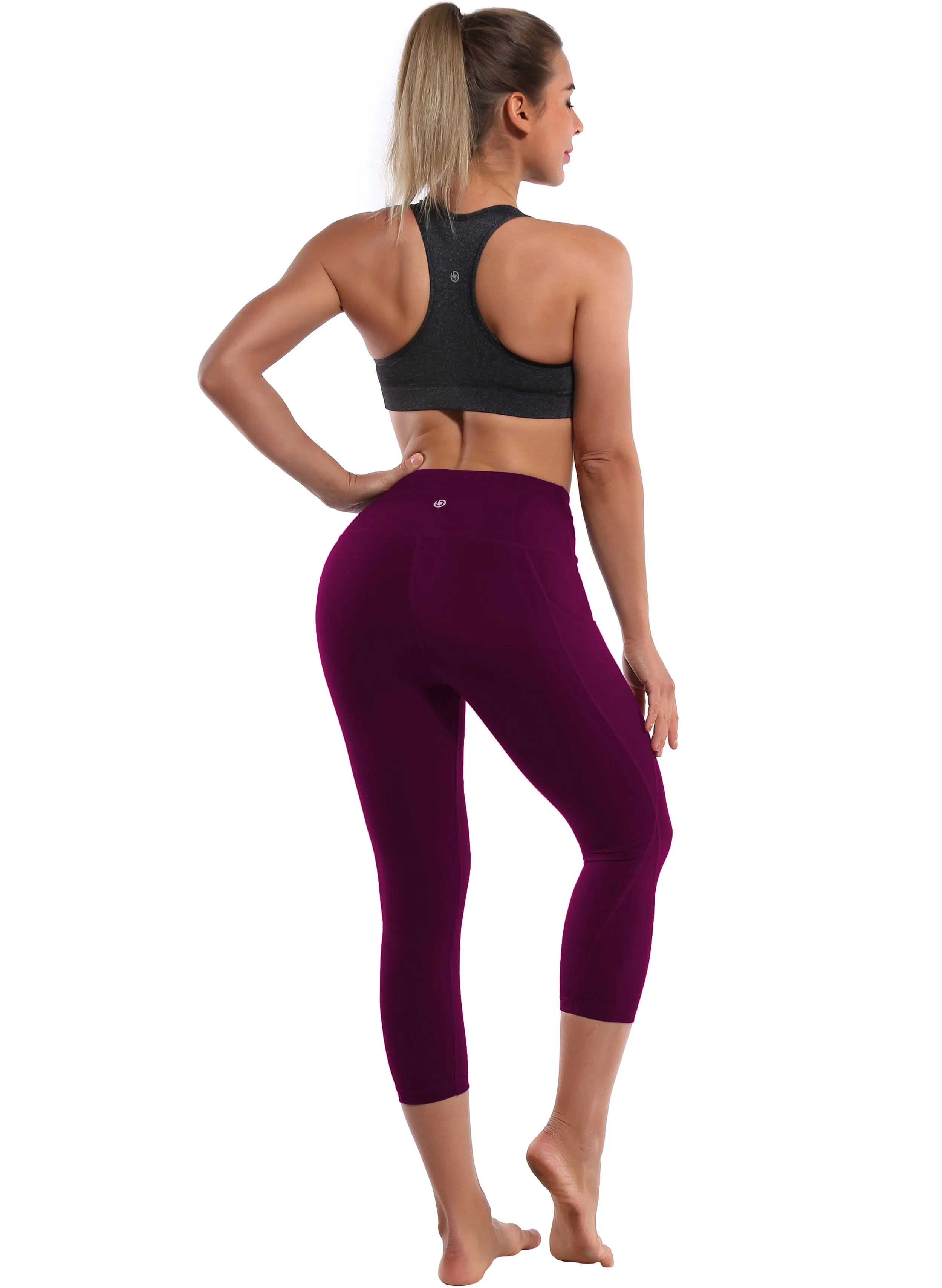 19" High Waist Side Pockets Capris grapevine_Running
