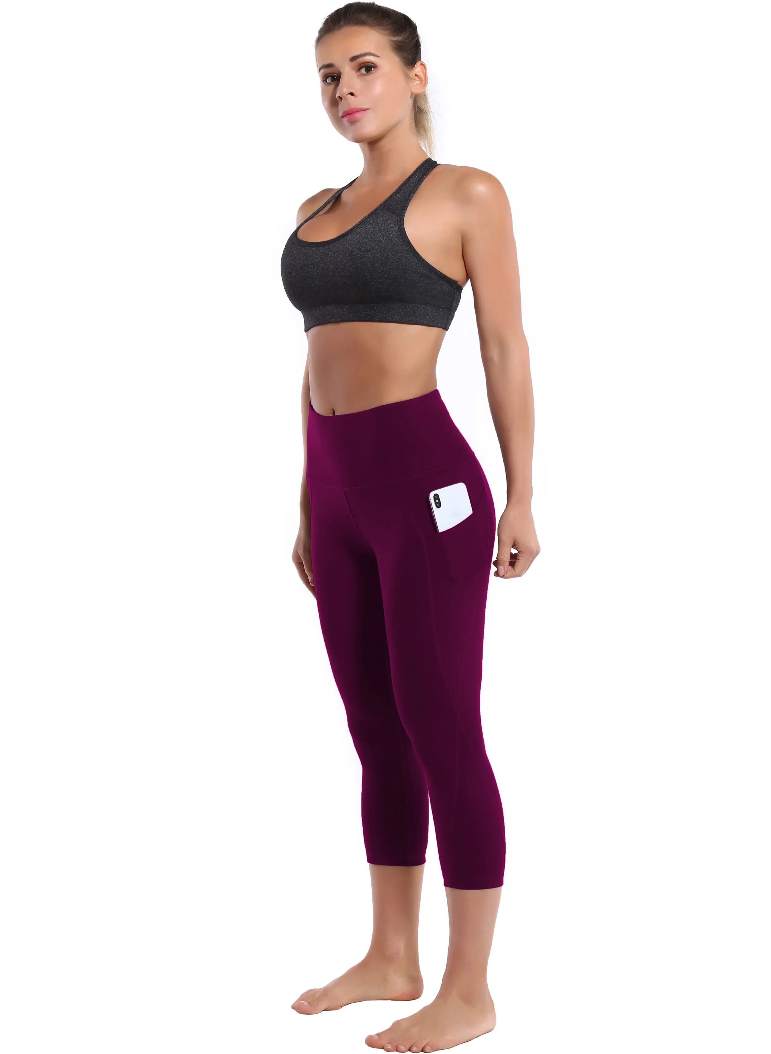 19" High Waist Side Pockets Capris grapevine_Running