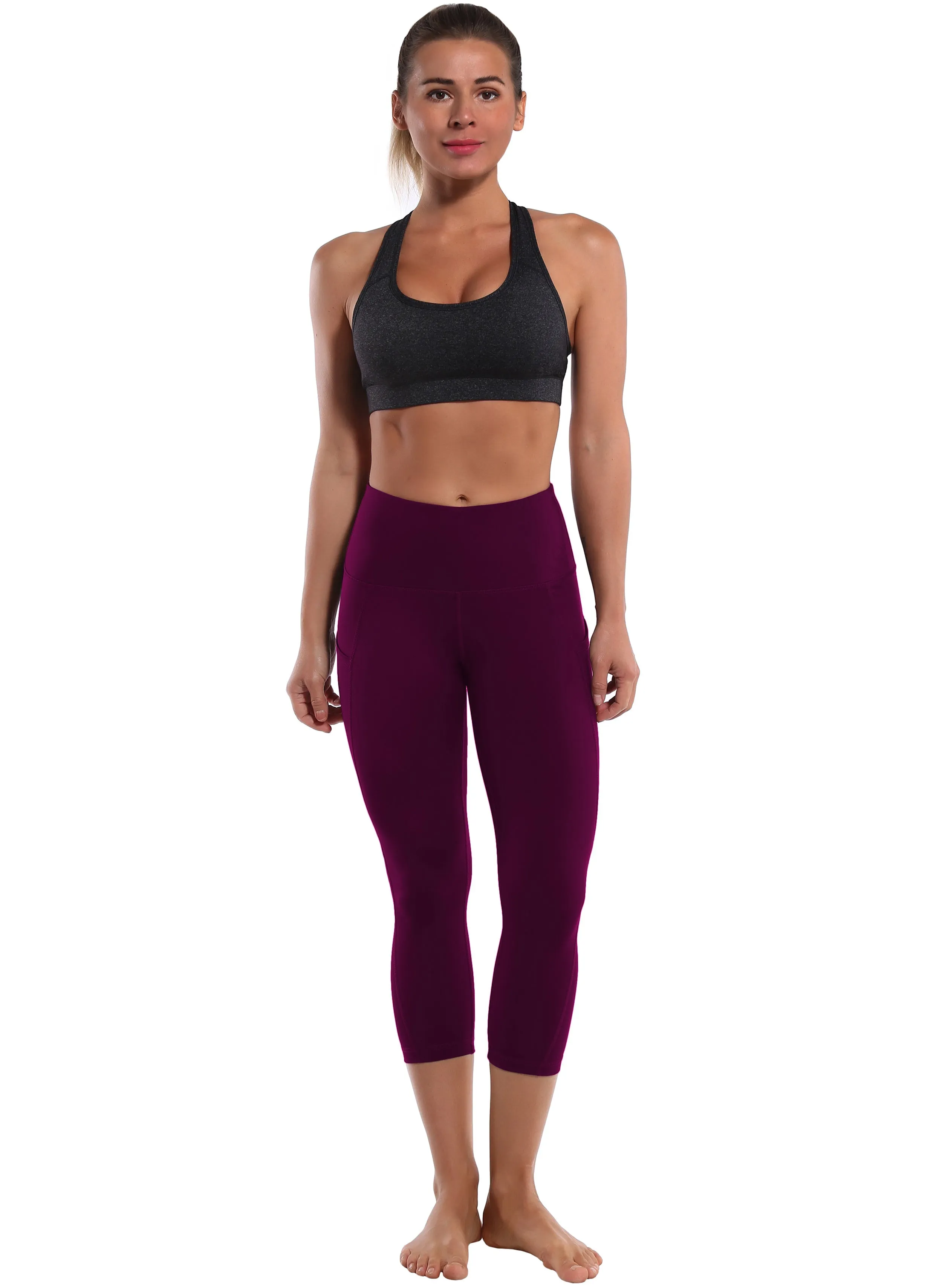 19" High Waist Side Pockets Capris grapevine_Running
