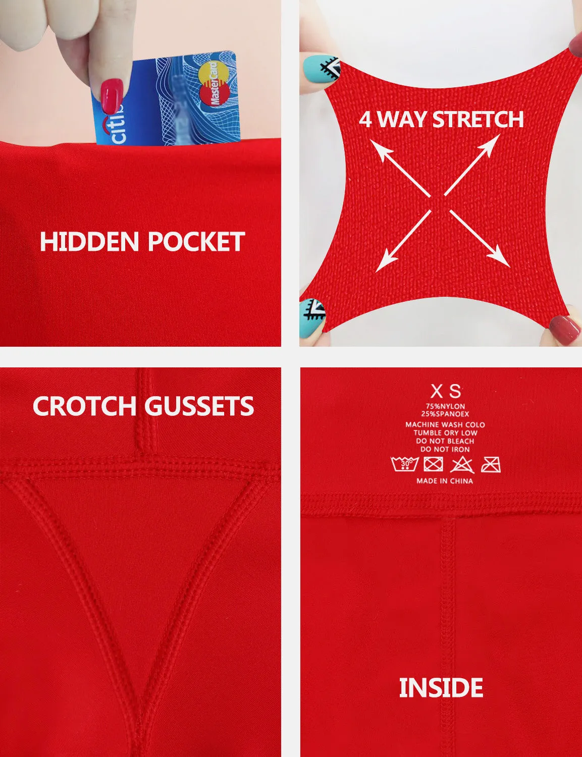 19" High Waist Side Pockets Capris scarlet_Running