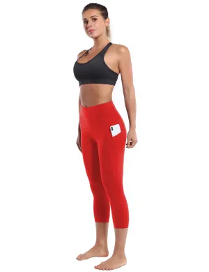 19" High Waist Side Pockets Capris scarlet_Running