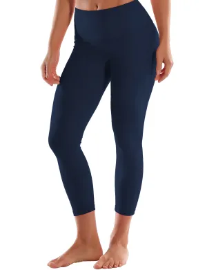 22" High Waist Crop Tight Capris darknavy_Running