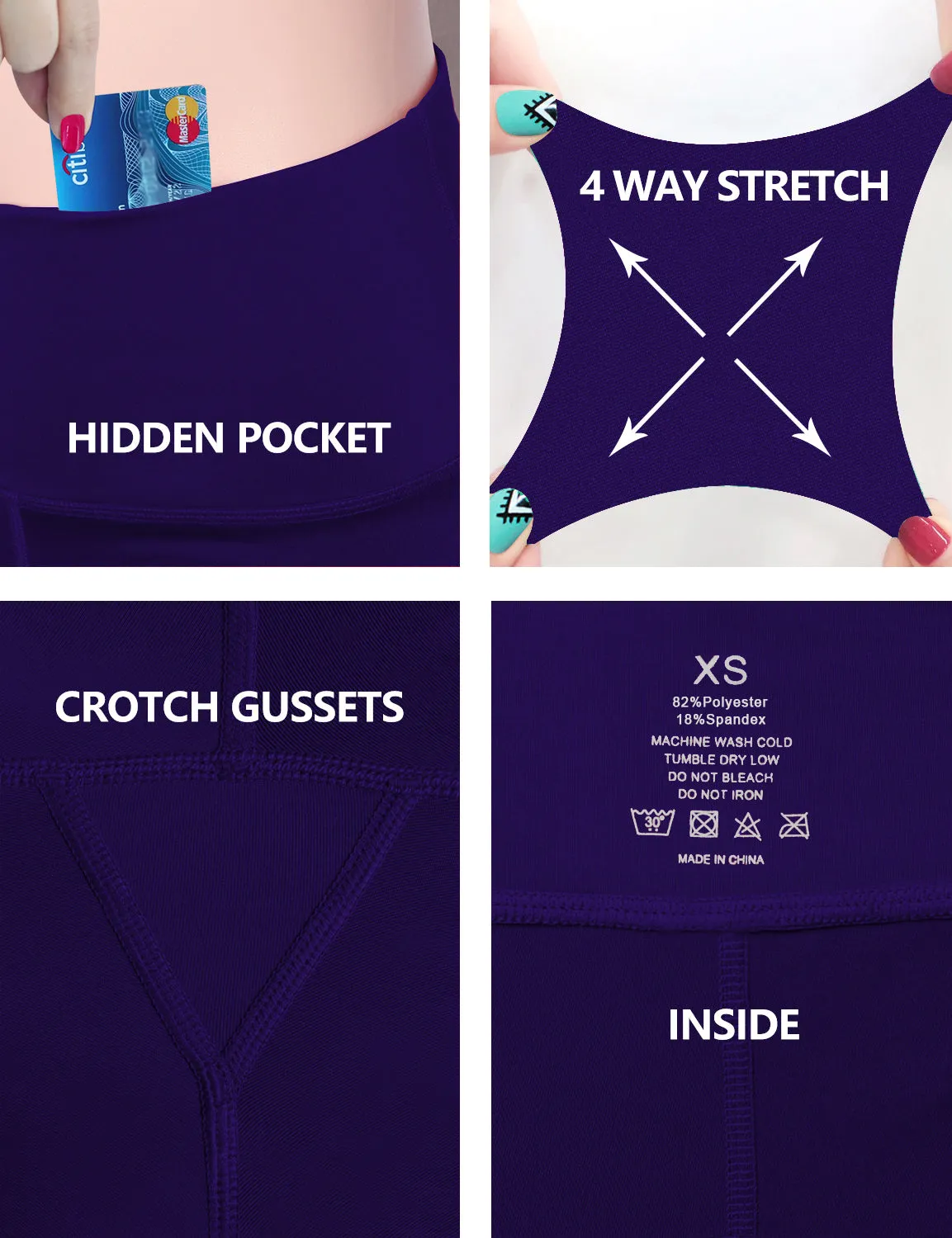 22" High Waist Crop Tight Capris darkpurple_Running