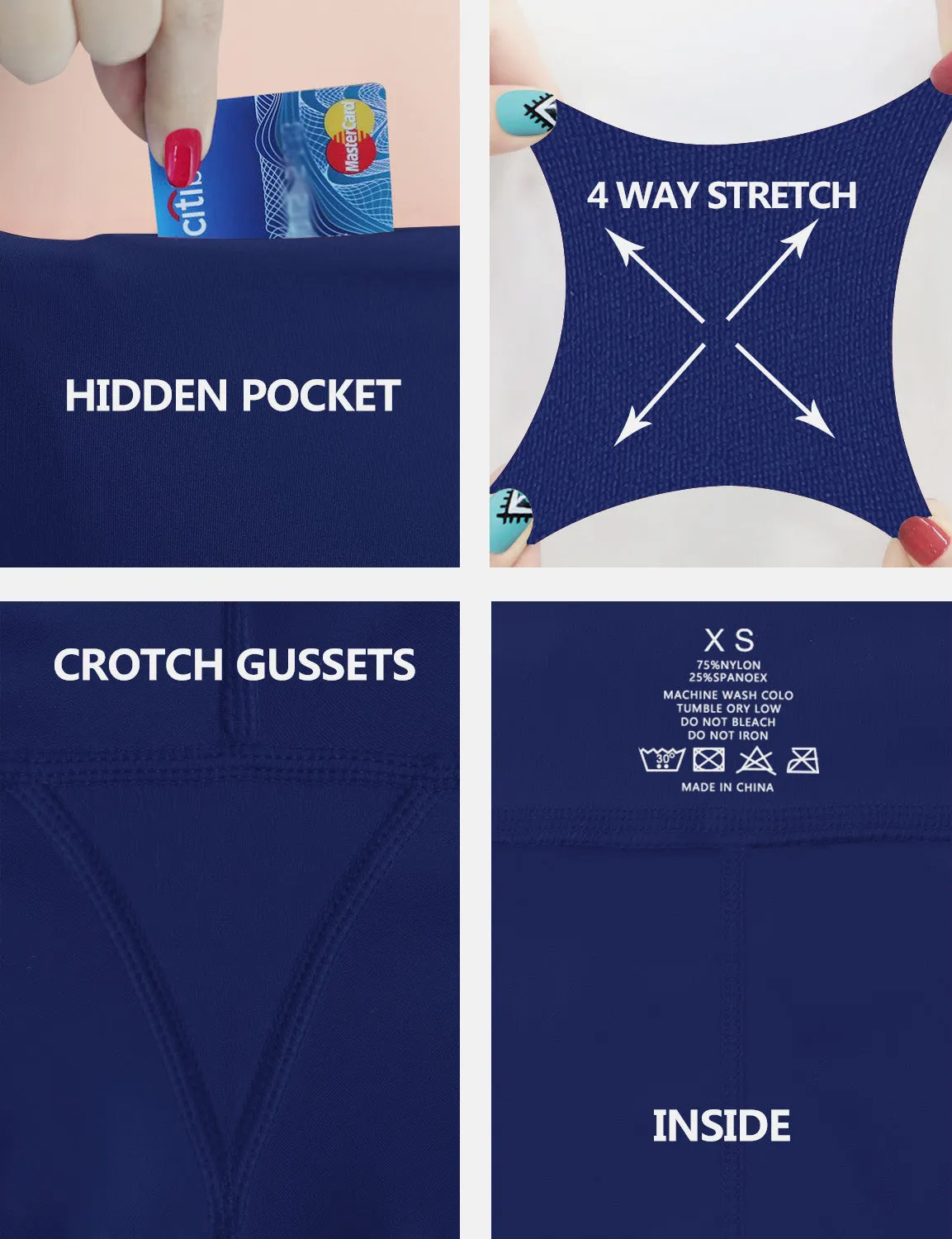 22" High Waist Crop Tight Capris navy_Running