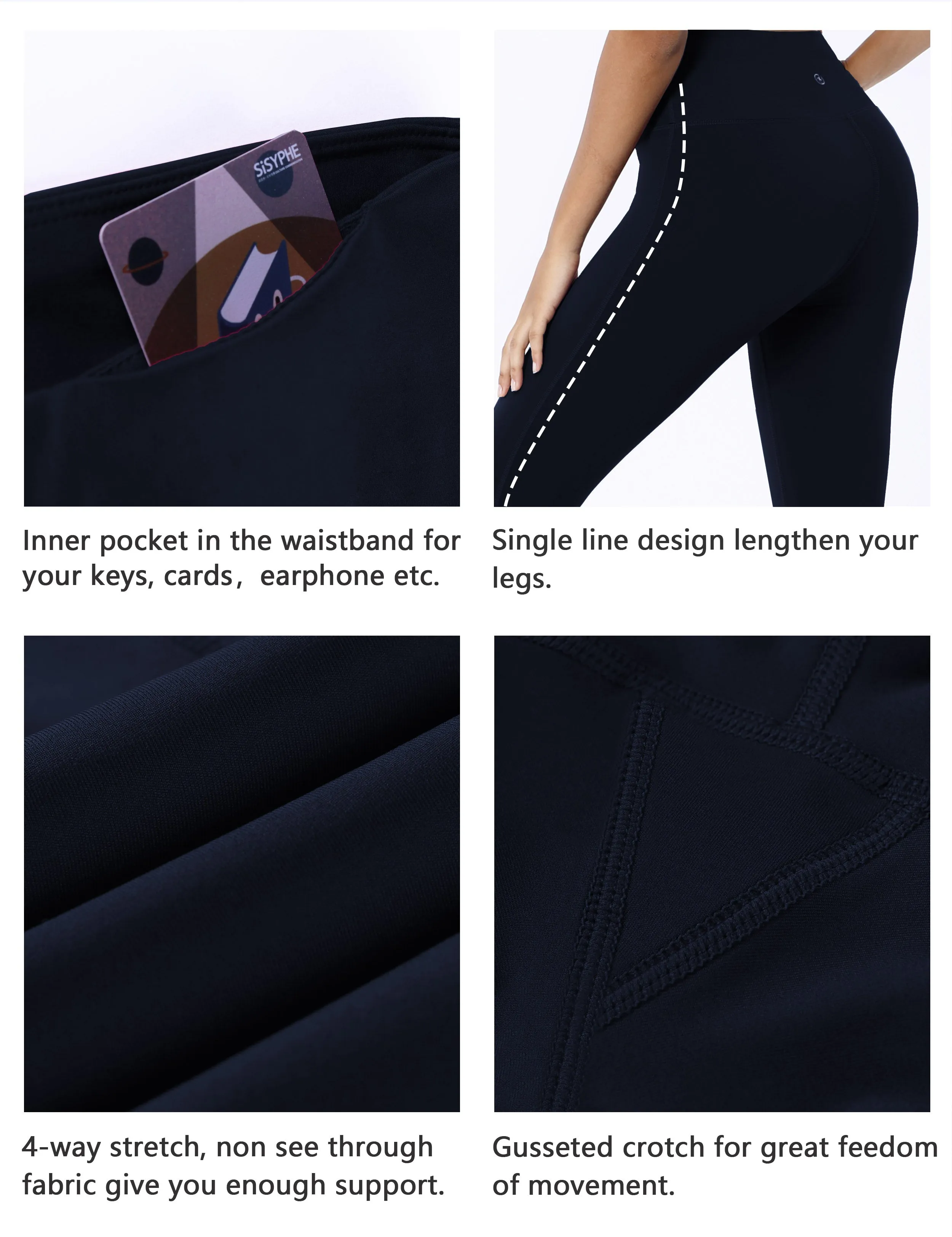 22" High Waist Side Line Capris darknavy_Running