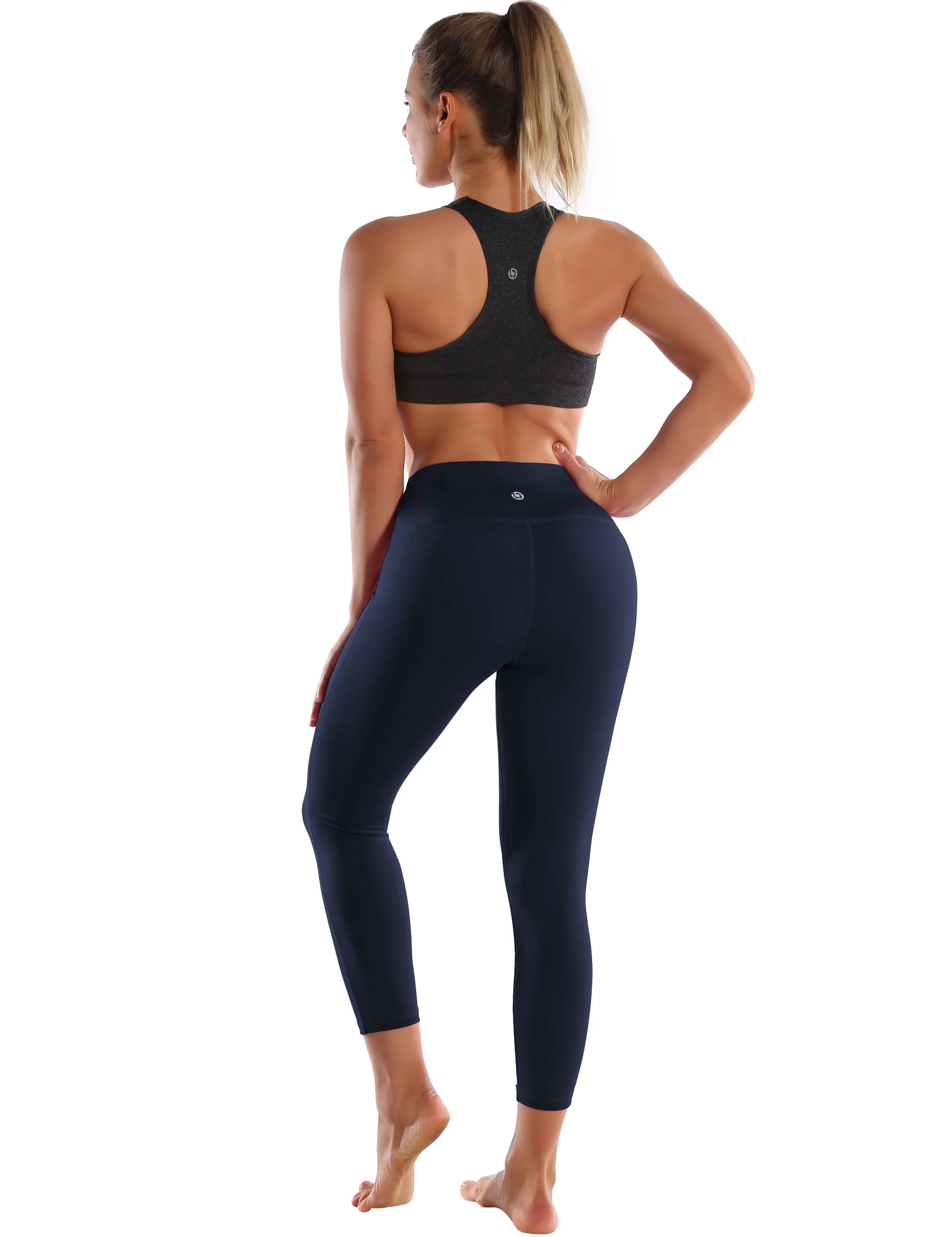 22" High Waist Side Line Capris darknavy_Running