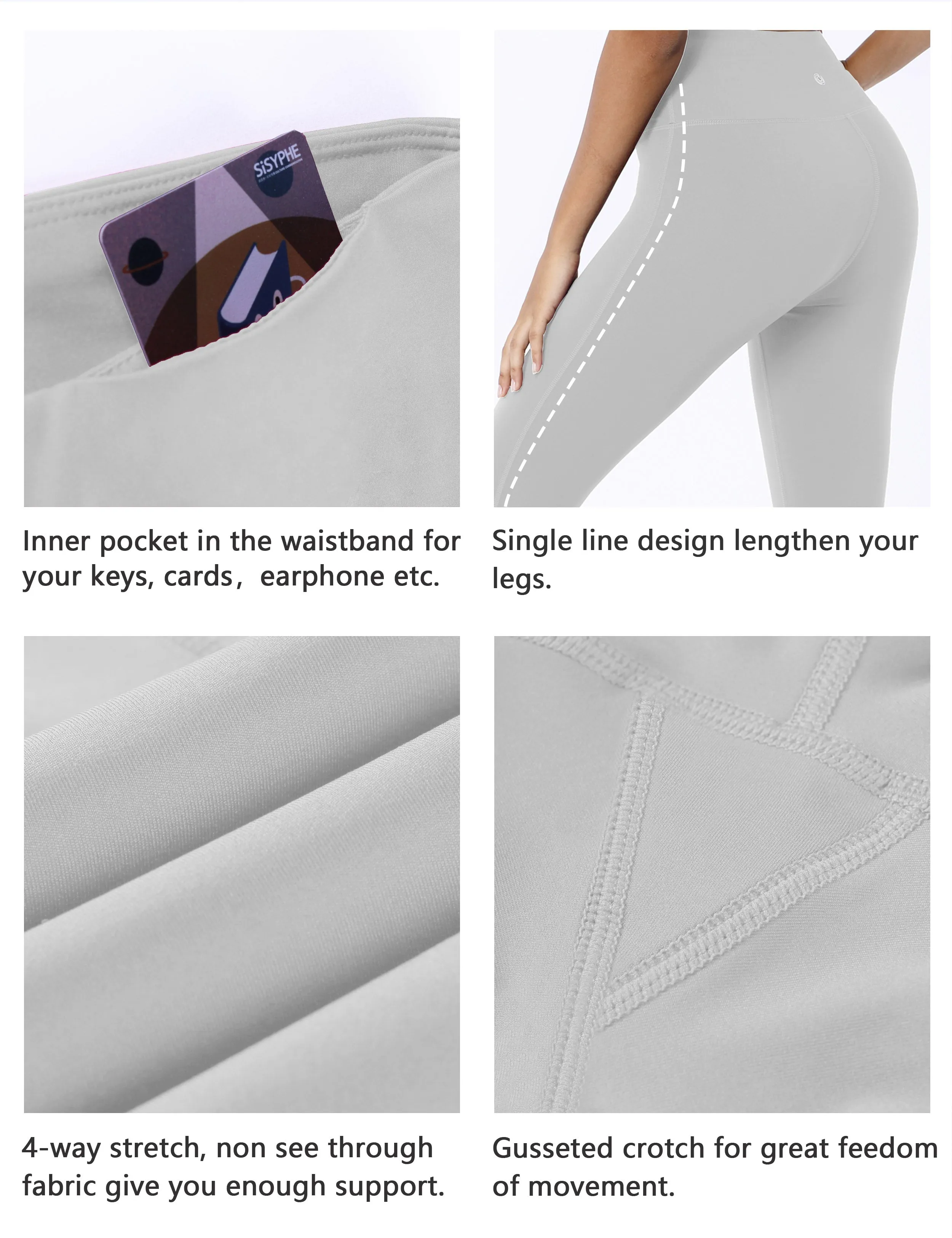 22" High Waist Side Line Capris lightgray_Running