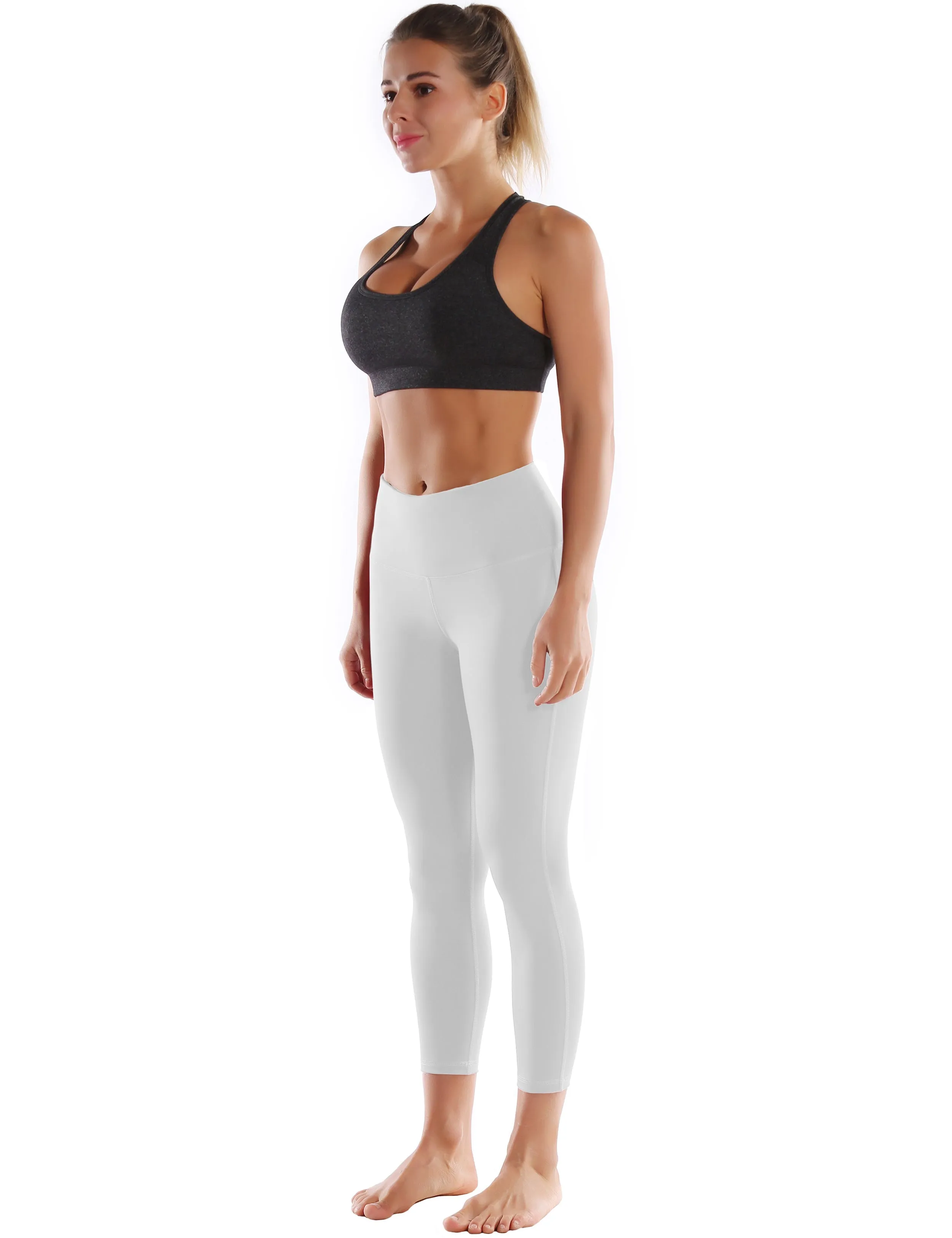 22" High Waist Side Line Capris lightgray_Running