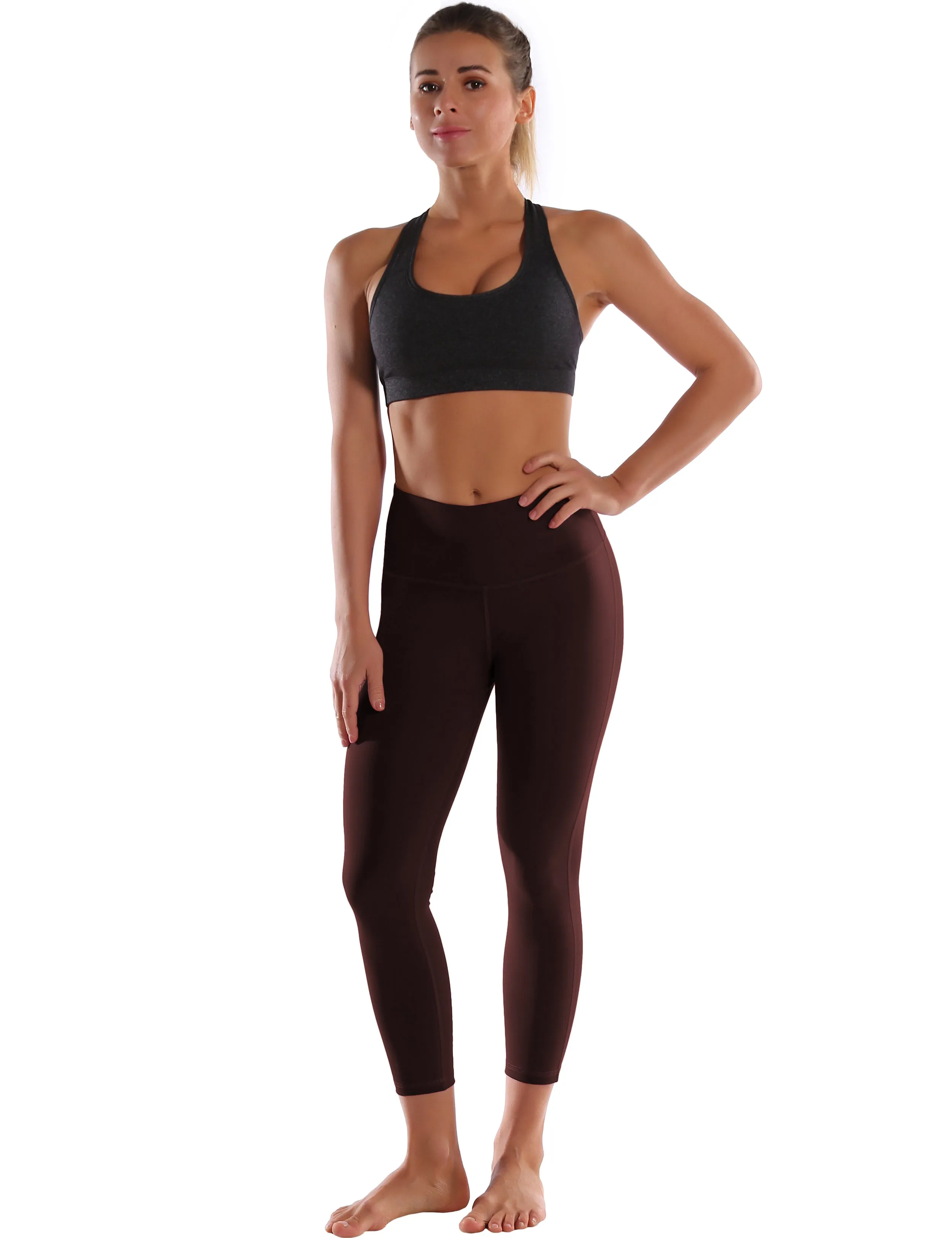 22" High Waist Side Line Capris mahoganymaroon_Running