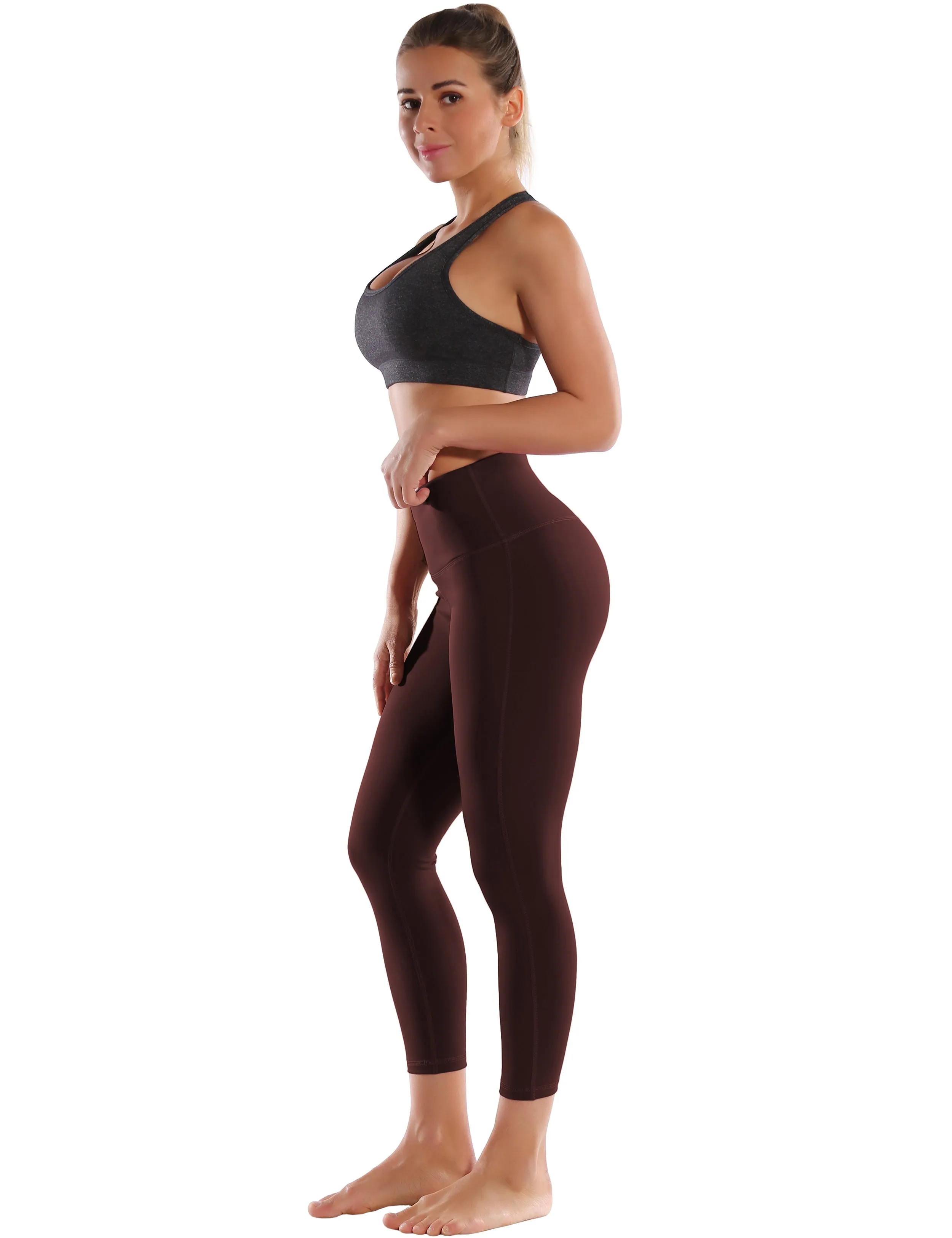 22" High Waist Side Line Capris mahoganymaroon_Running
