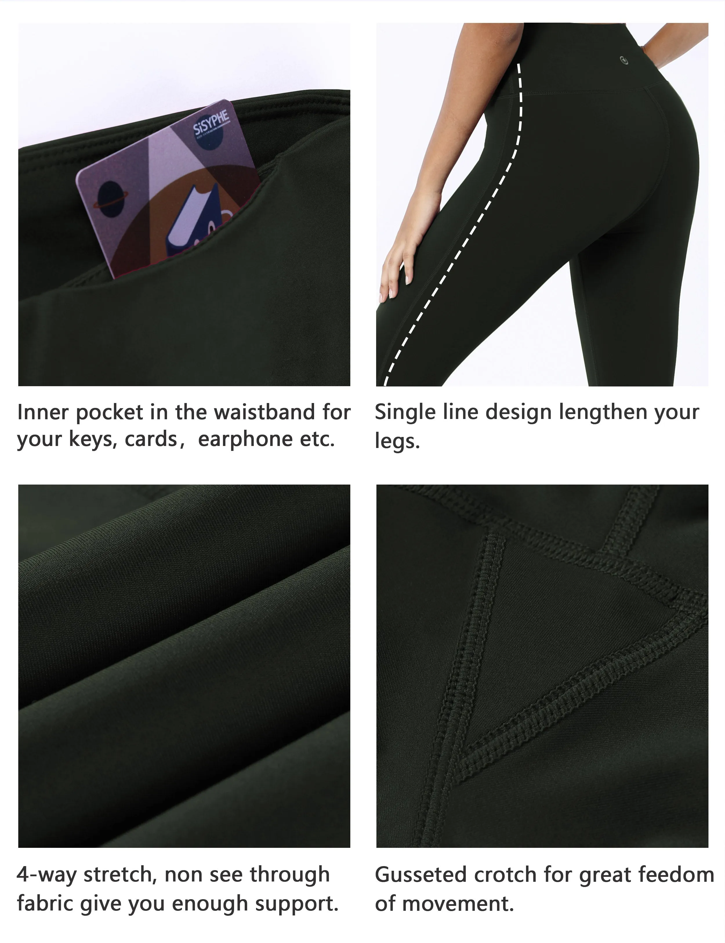 22" High Waist Side Line Capris olivegray_Running
