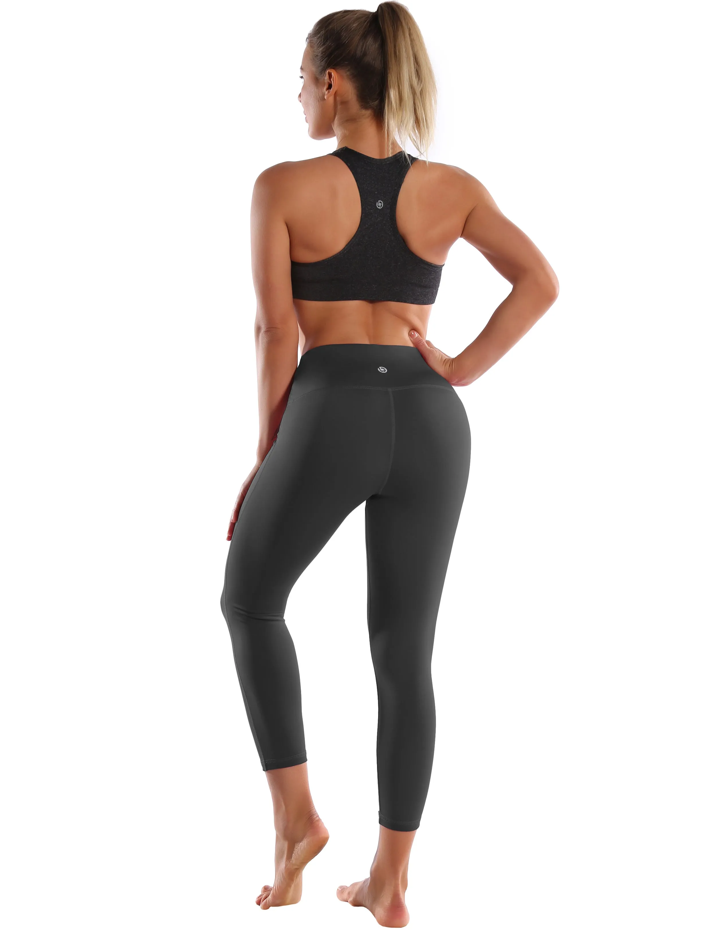 22" High Waist Side Line Capris shadowcharcoal_Running