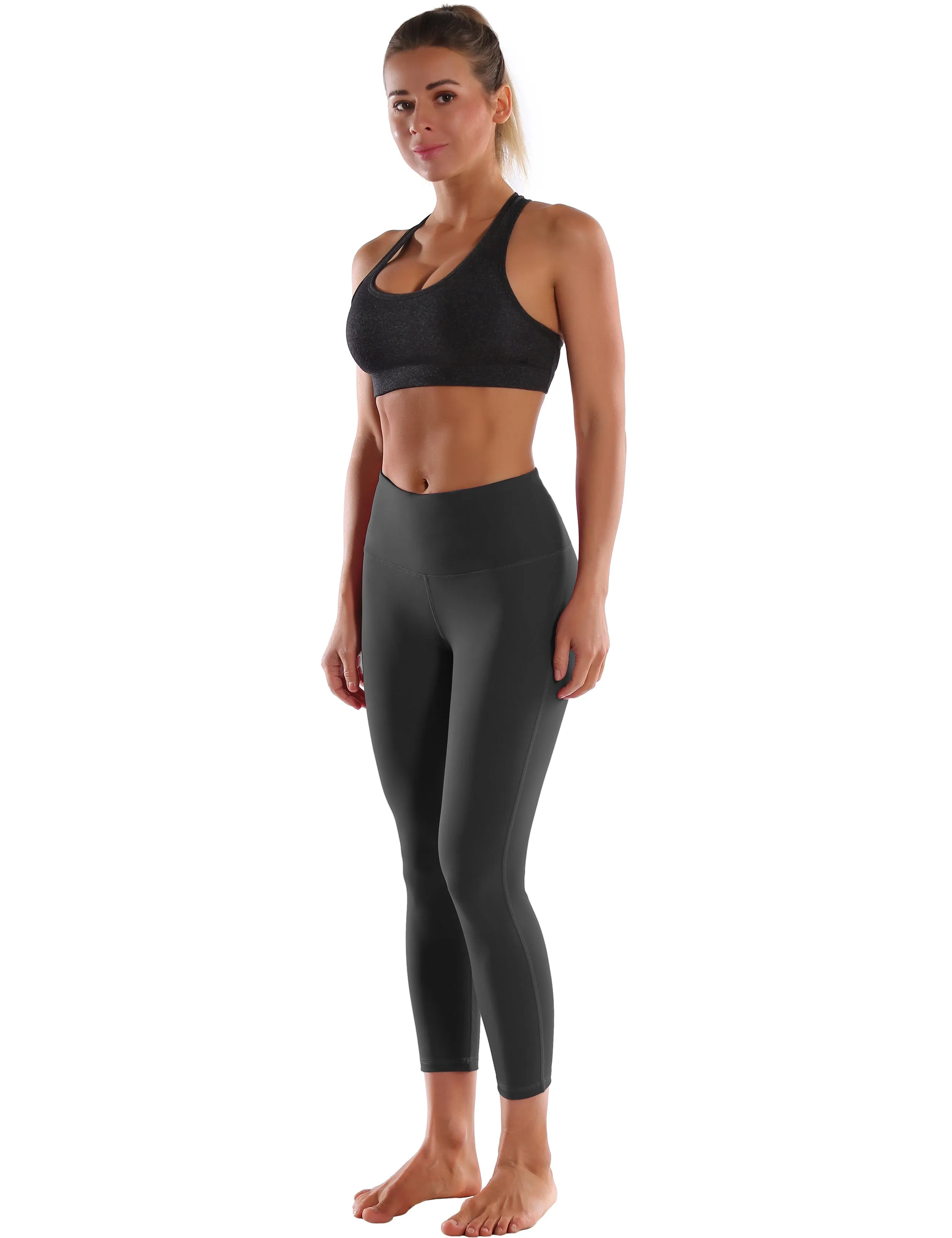 22" High Waist Side Line Capris shadowcharcoal_Running