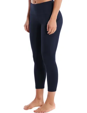 22" High Waist Side Pockets Capris darknavy_Running