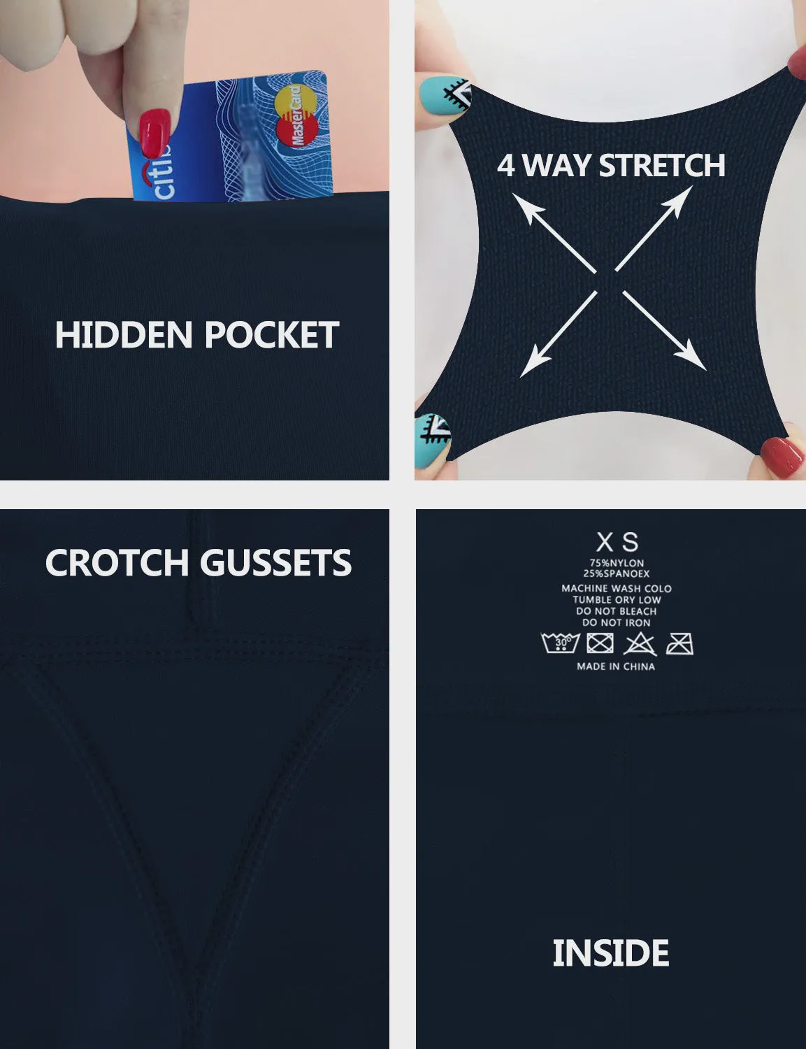 22" High Waist Side Pockets Capris darknavy_Running