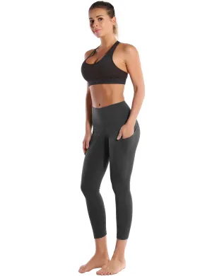 22" High Waist Side Pockets Capris shadowcharcoal_Running