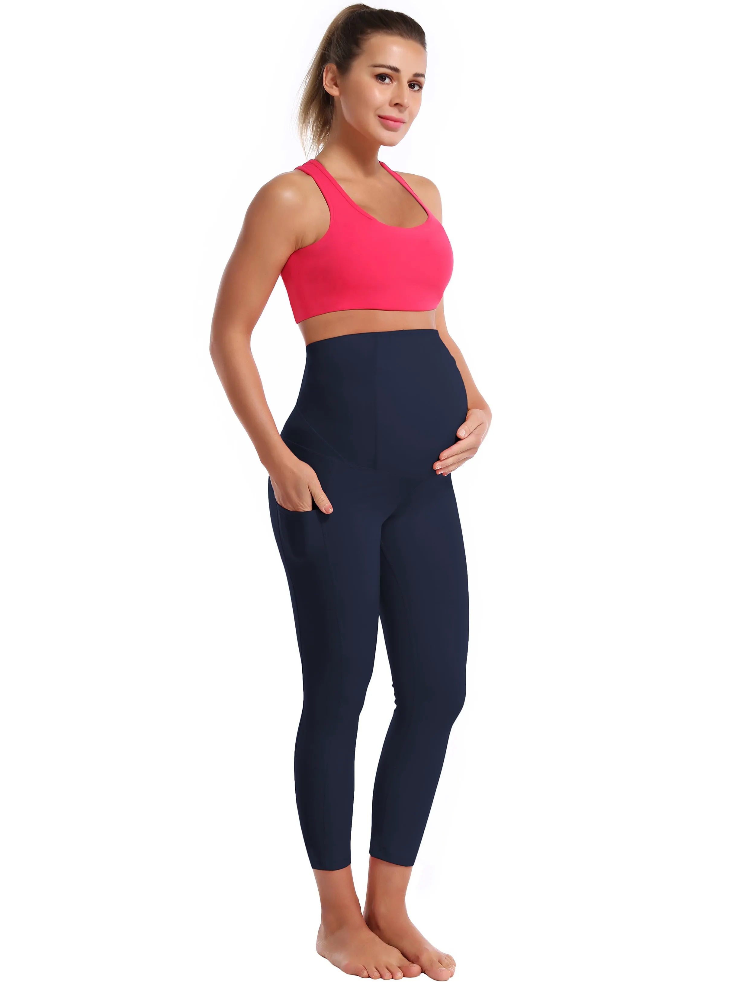 22" Side Pockets Maternity Running Pants darknavy_Running