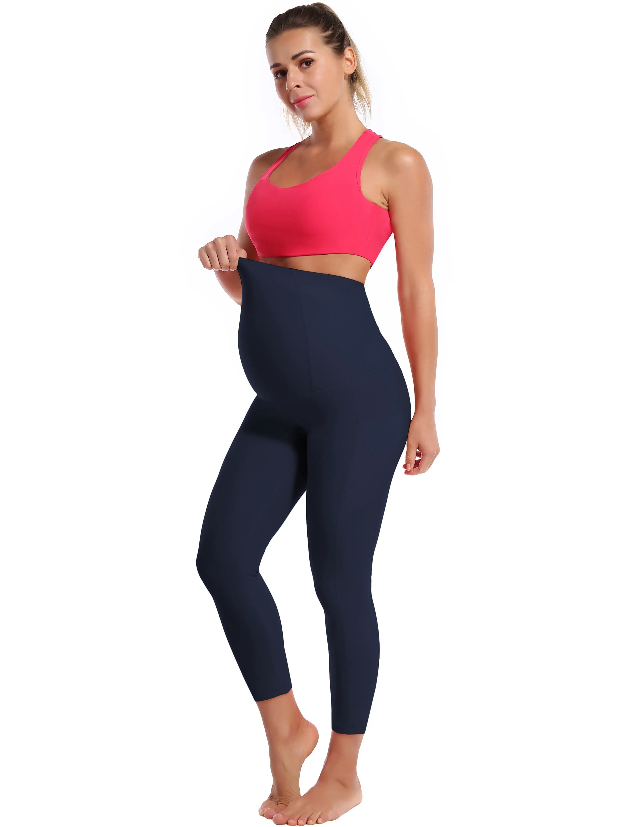 22" Side Pockets Maternity Running Pants darknavy_Running