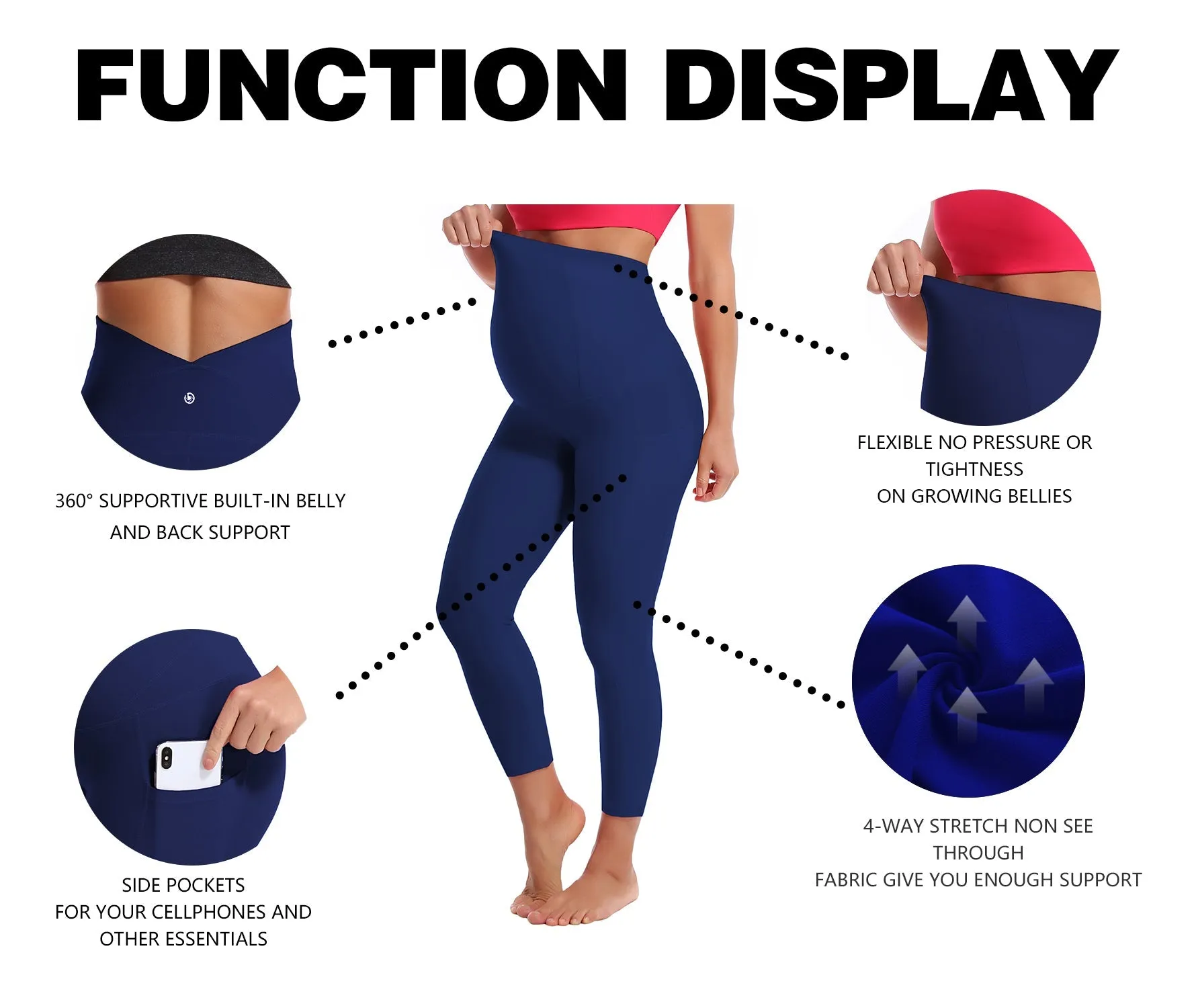22" Side Pockets Maternity Running Pants navy_Running