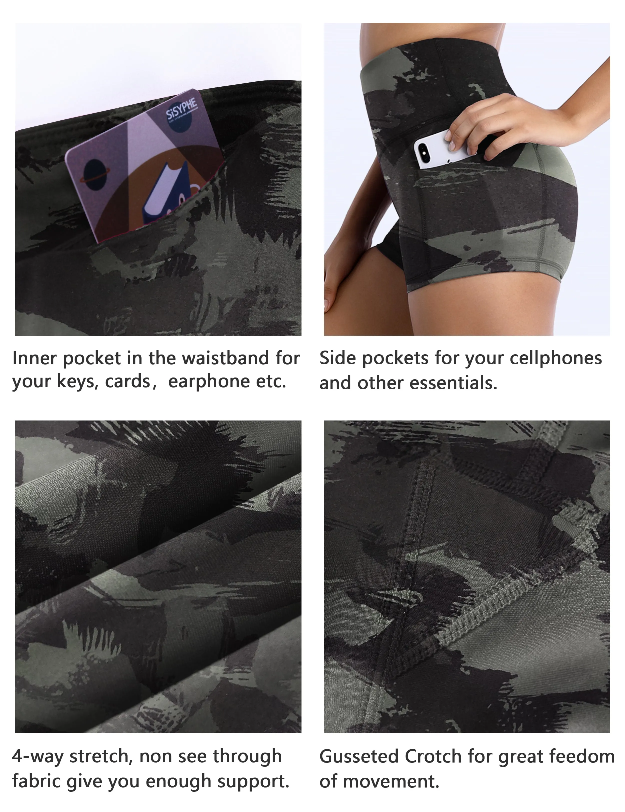 2.5" Printed Side Pockets Running Shorts dimgray brushcamo_Running