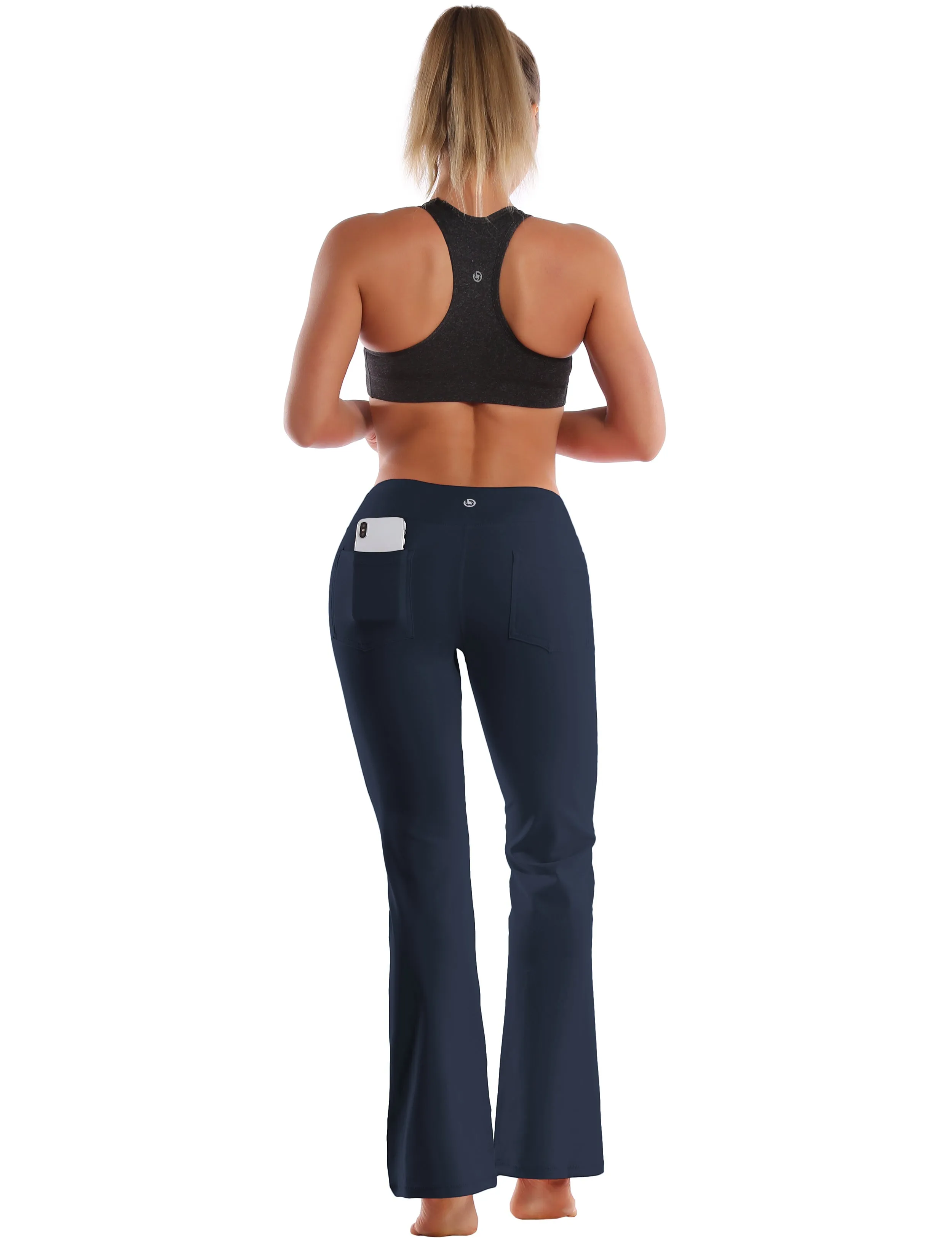 29" 31" 33" 35" 37"  Back Pockets Bootcut Leggings darknavy_Running