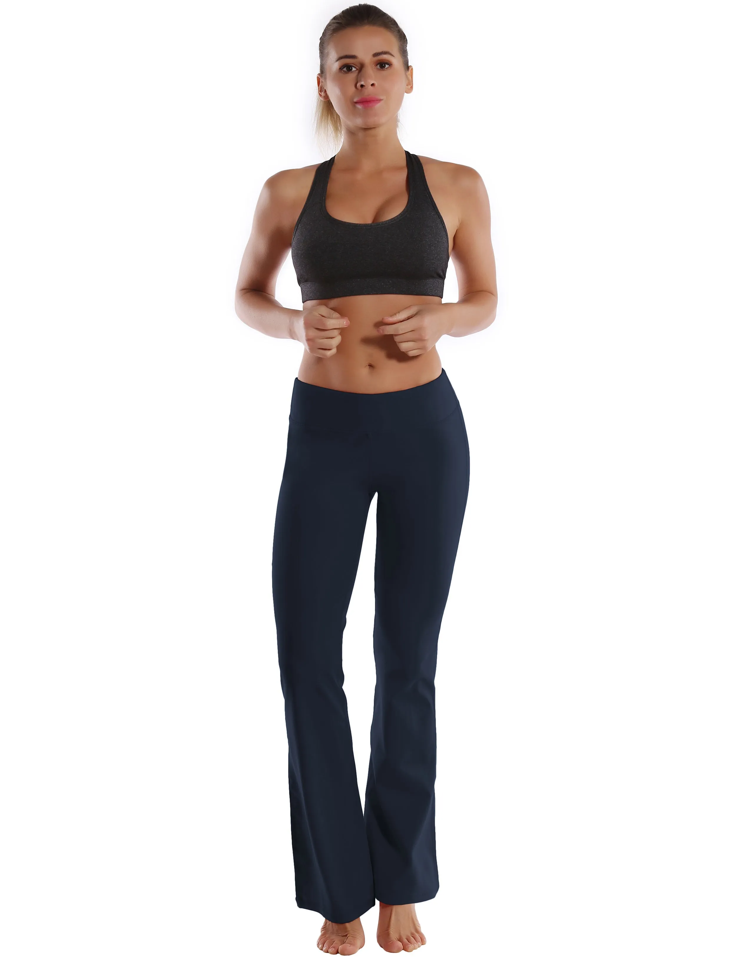 29" 31" 33" 35" 37"  Back Pockets Bootcut Leggings darknavy_Running