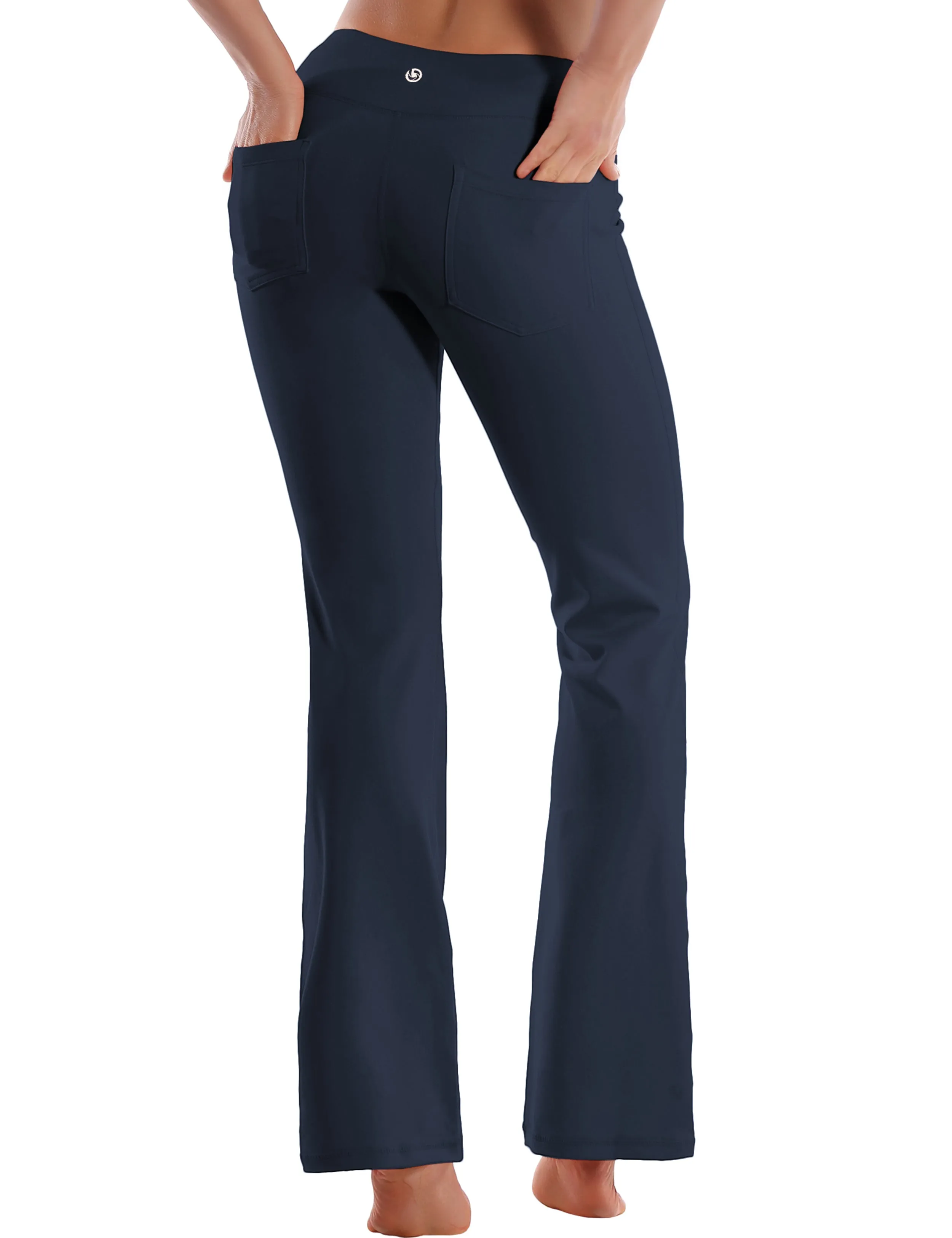 29" 31" 33" 35" 37"  Back Pockets Bootcut Leggings darknavy_Running