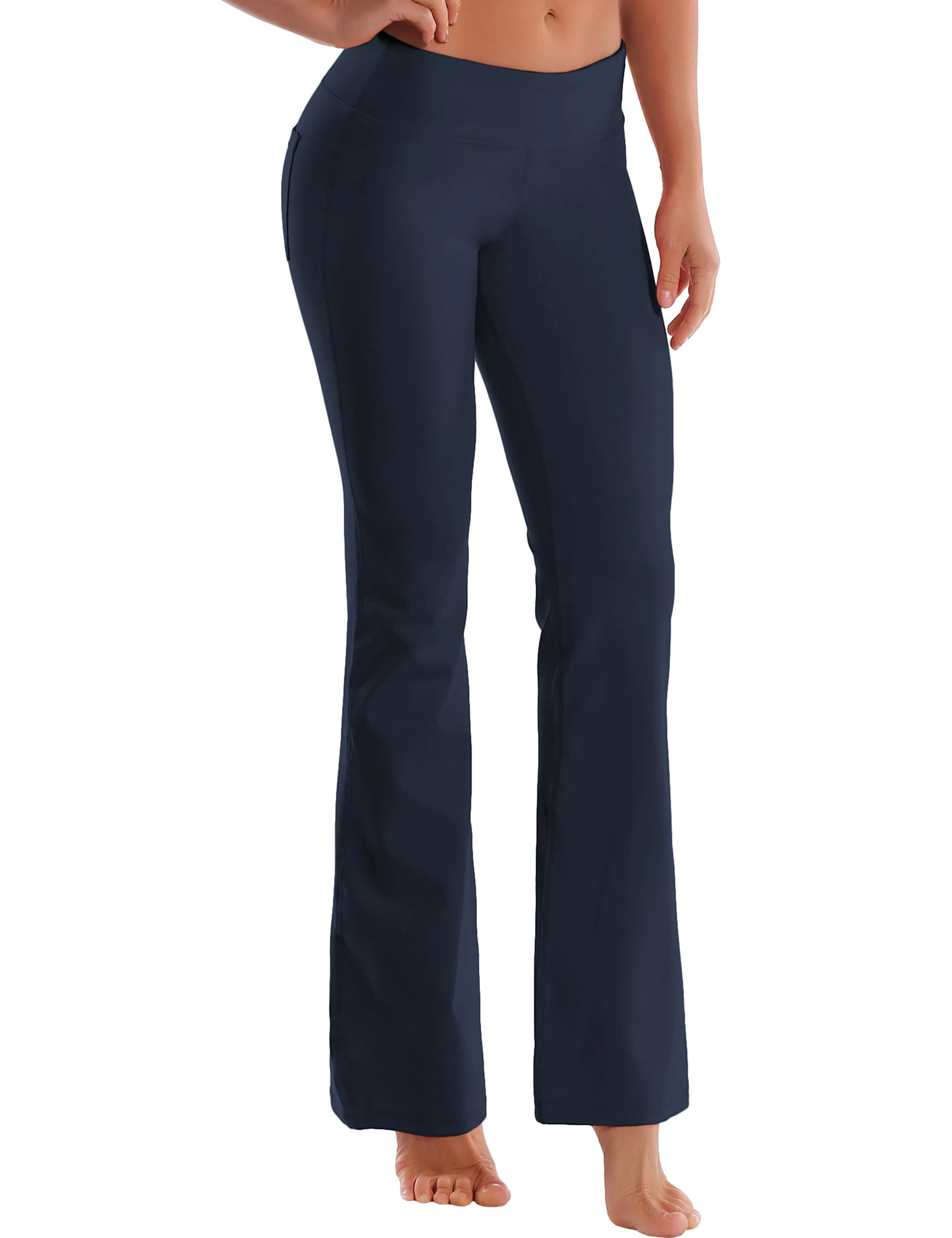 29" 31" 33" 35" 37"  Back Pockets Bootcut Leggings darknavy_Running