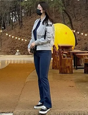 29" 31" 33" 35" 37"  Back Pockets Bootcut Leggings purplishblue ins_Running