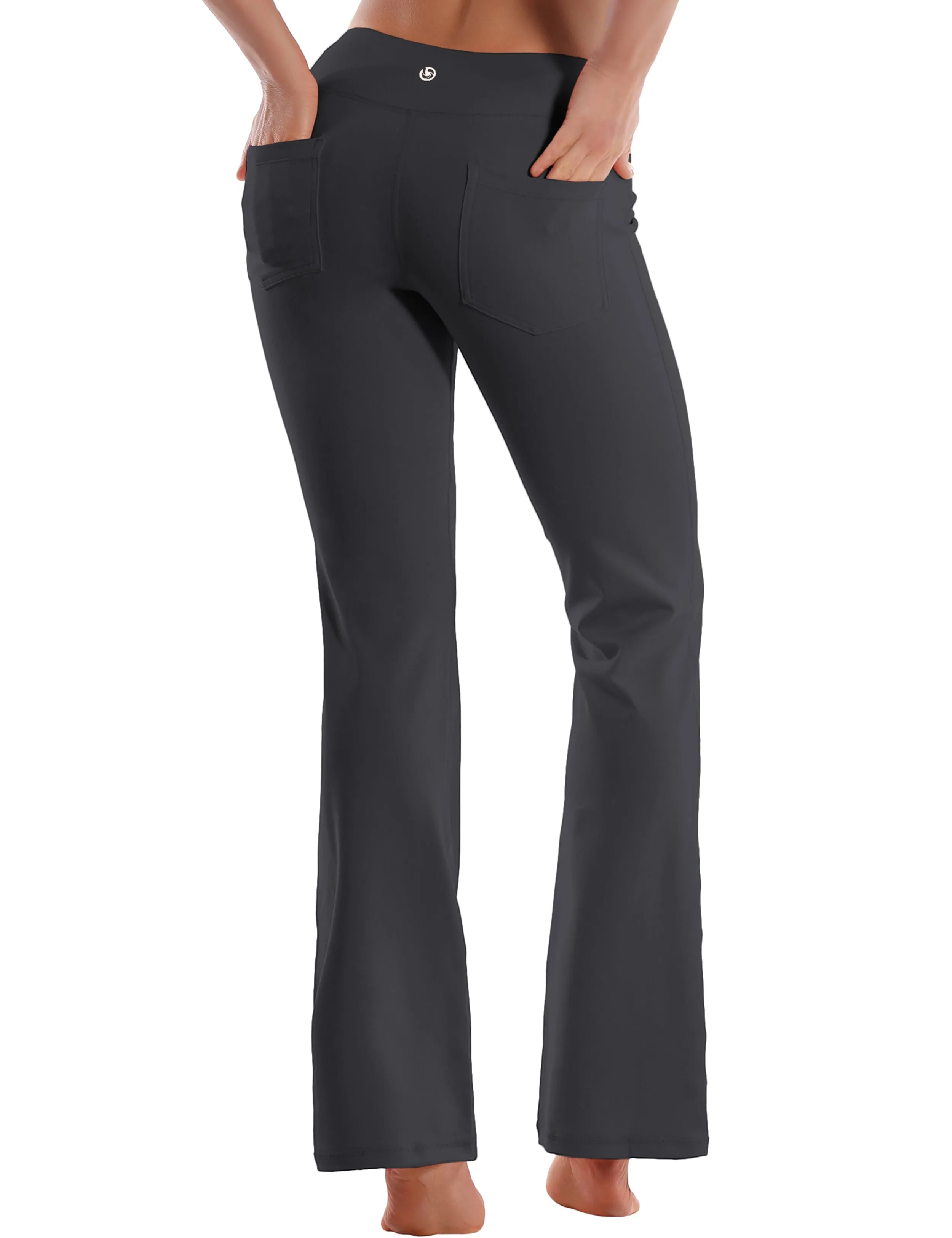 29" 31" 33" 35" 37"  Back Pockets Bootcut Leggings shadowcharcoal_Running
