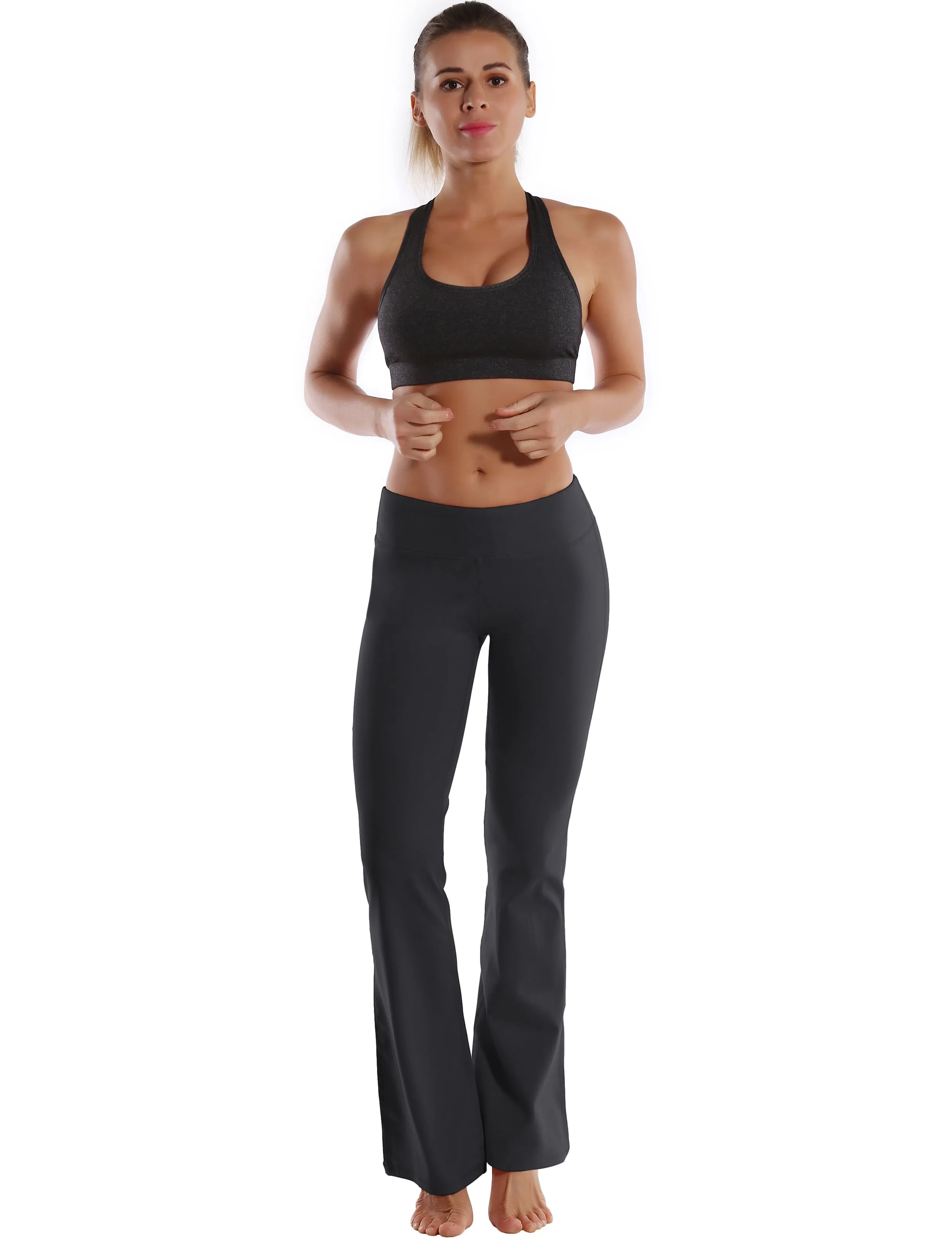 29" 31" 33" 35" 37"  Back Pockets Bootcut Leggings shadowcharcoal_Running