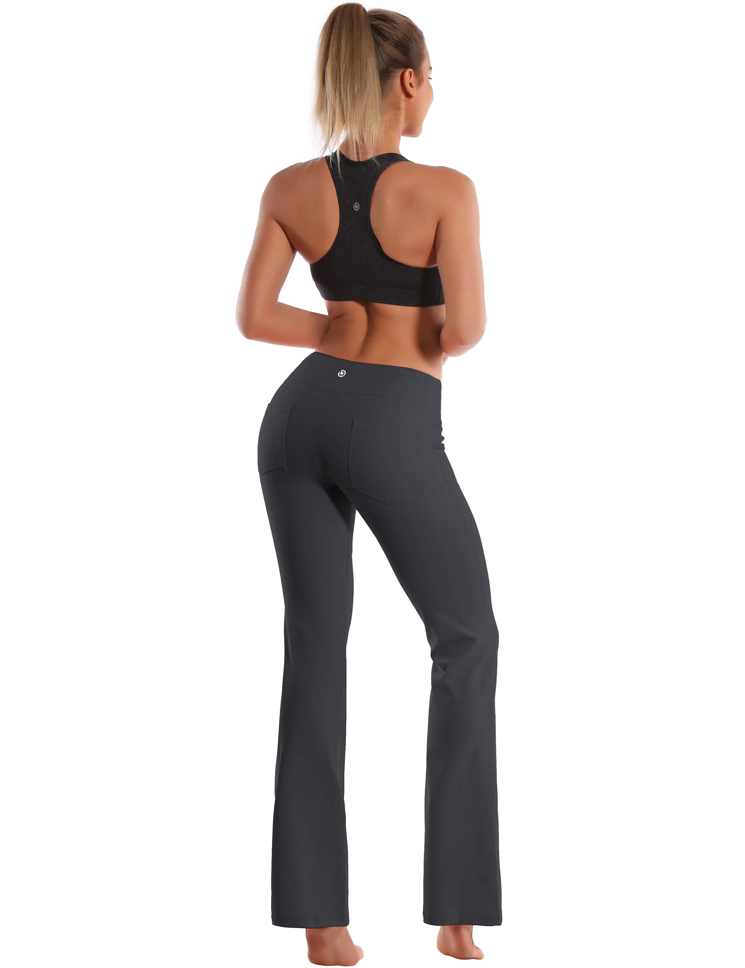 29" 31" 33" 35" 37"  Back Pockets Bootcut Leggings shadowcharcoal_Running