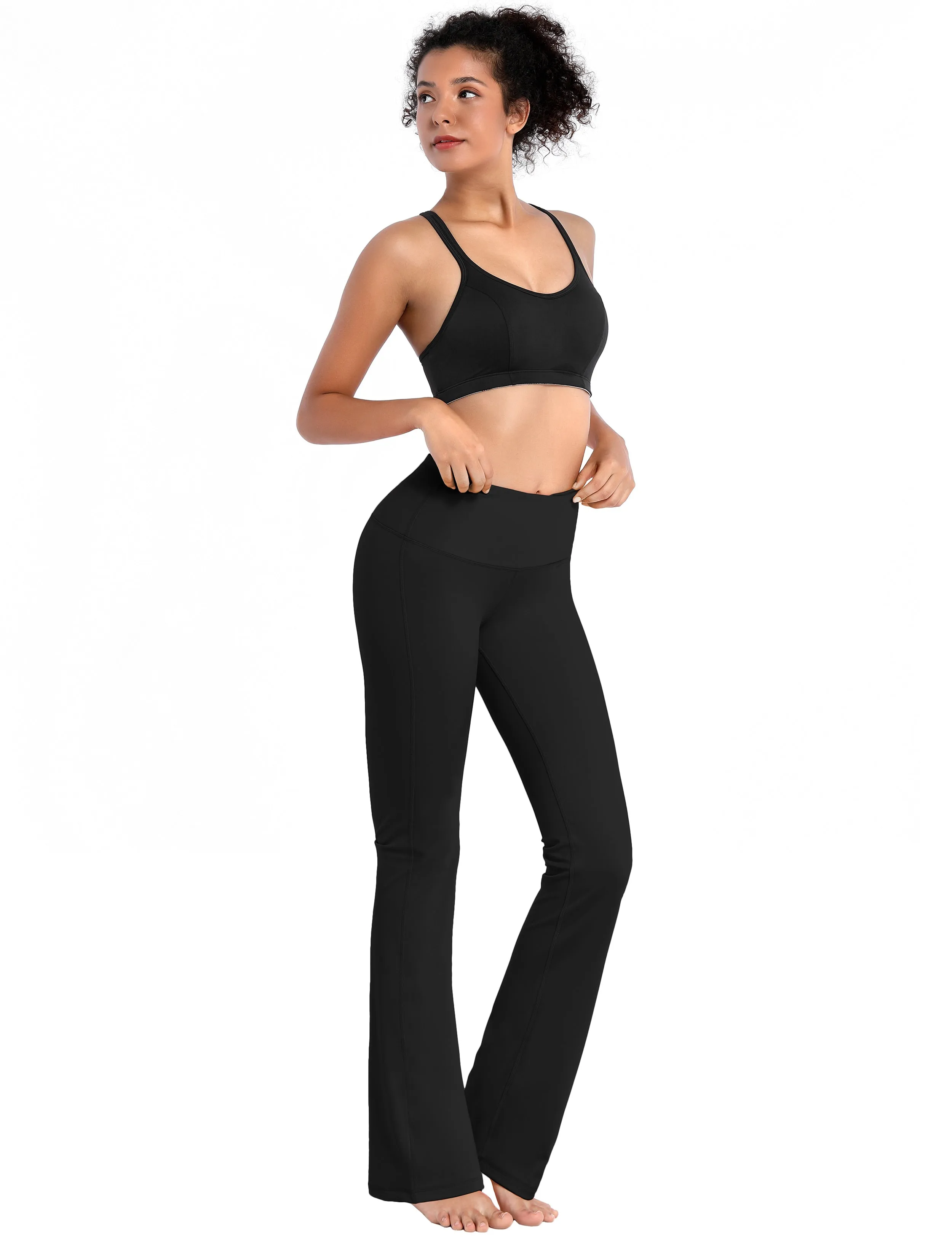 29" 31" 33" 35" 37" High Waist Bootcut Leggings Black ins_Running