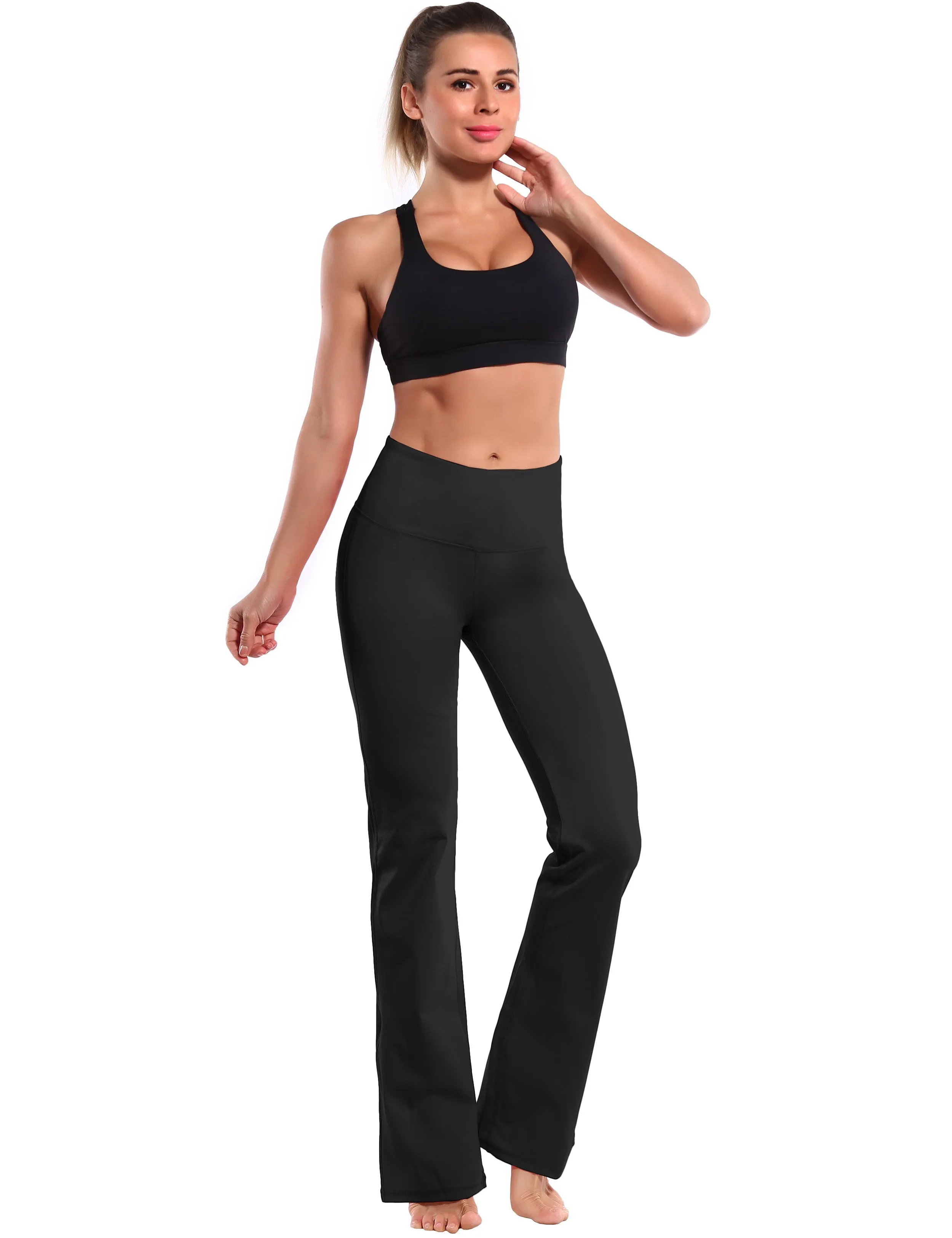 29" 31" 33" 35" 37" High Waist Bootcut Leggings Black ins_Running