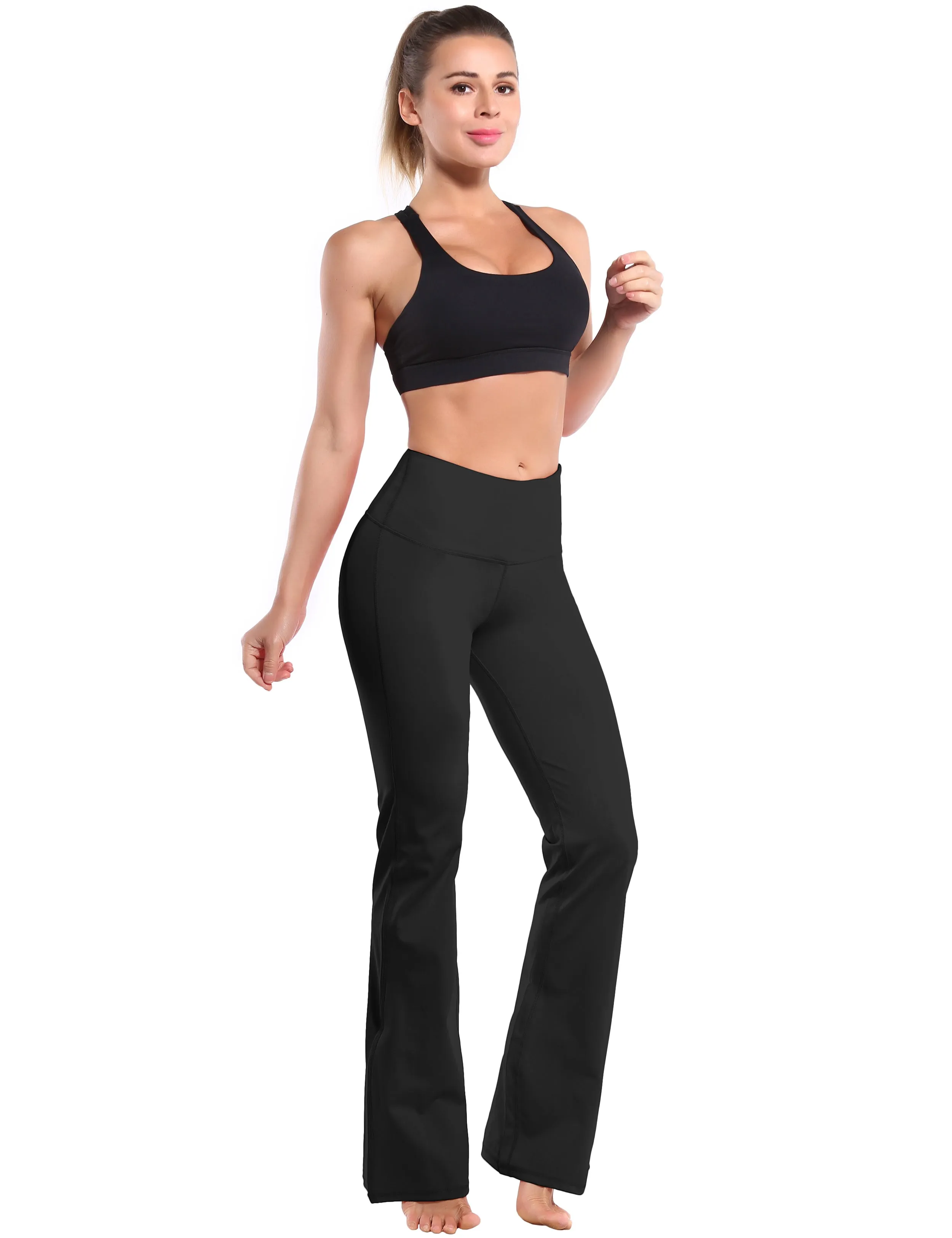 29" 31" 33" 35" 37" High Waist Bootcut Leggings Black ins_Running