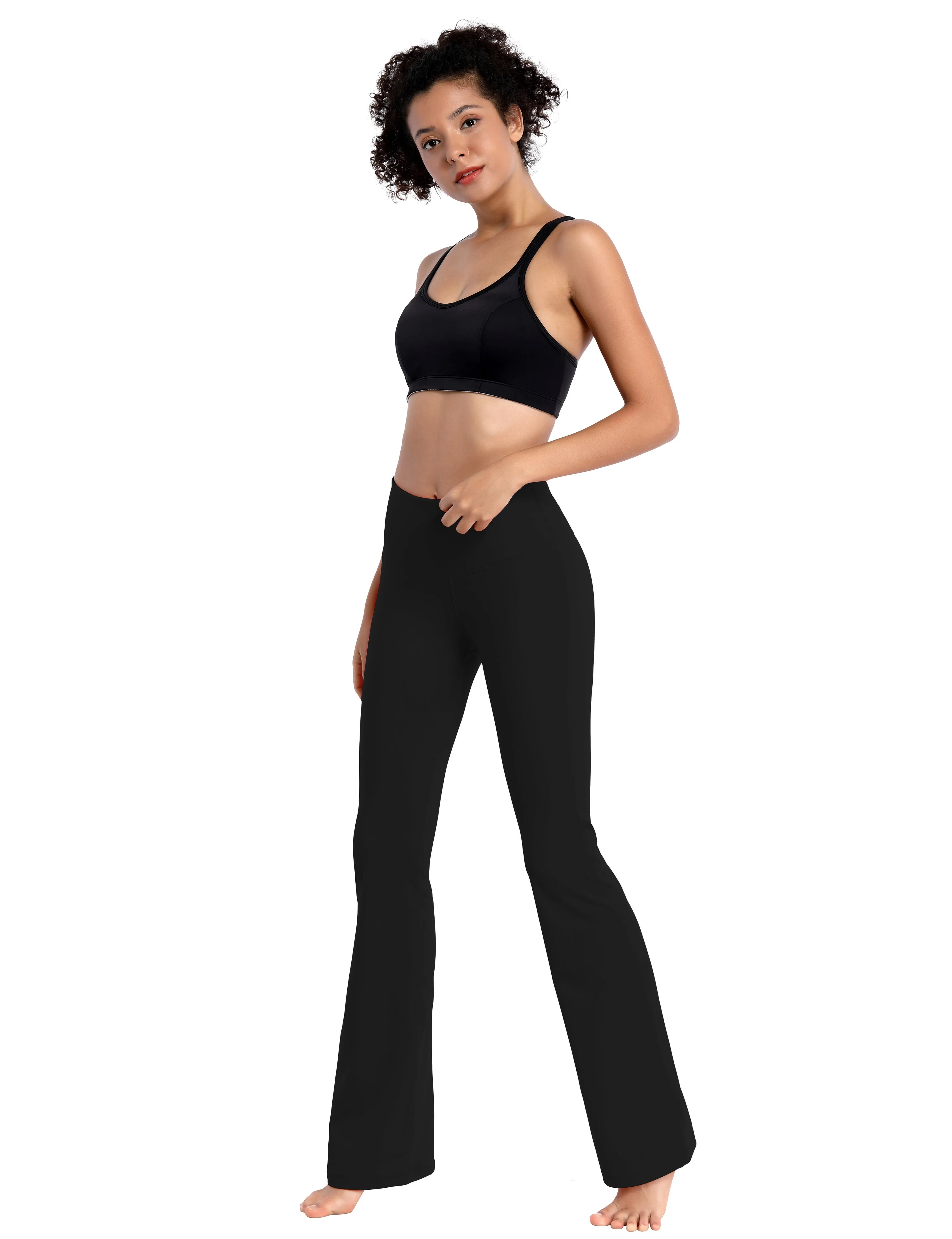 29" 31" 33" 35" 37" High Waist Bootcut Leggings Black ins_Running