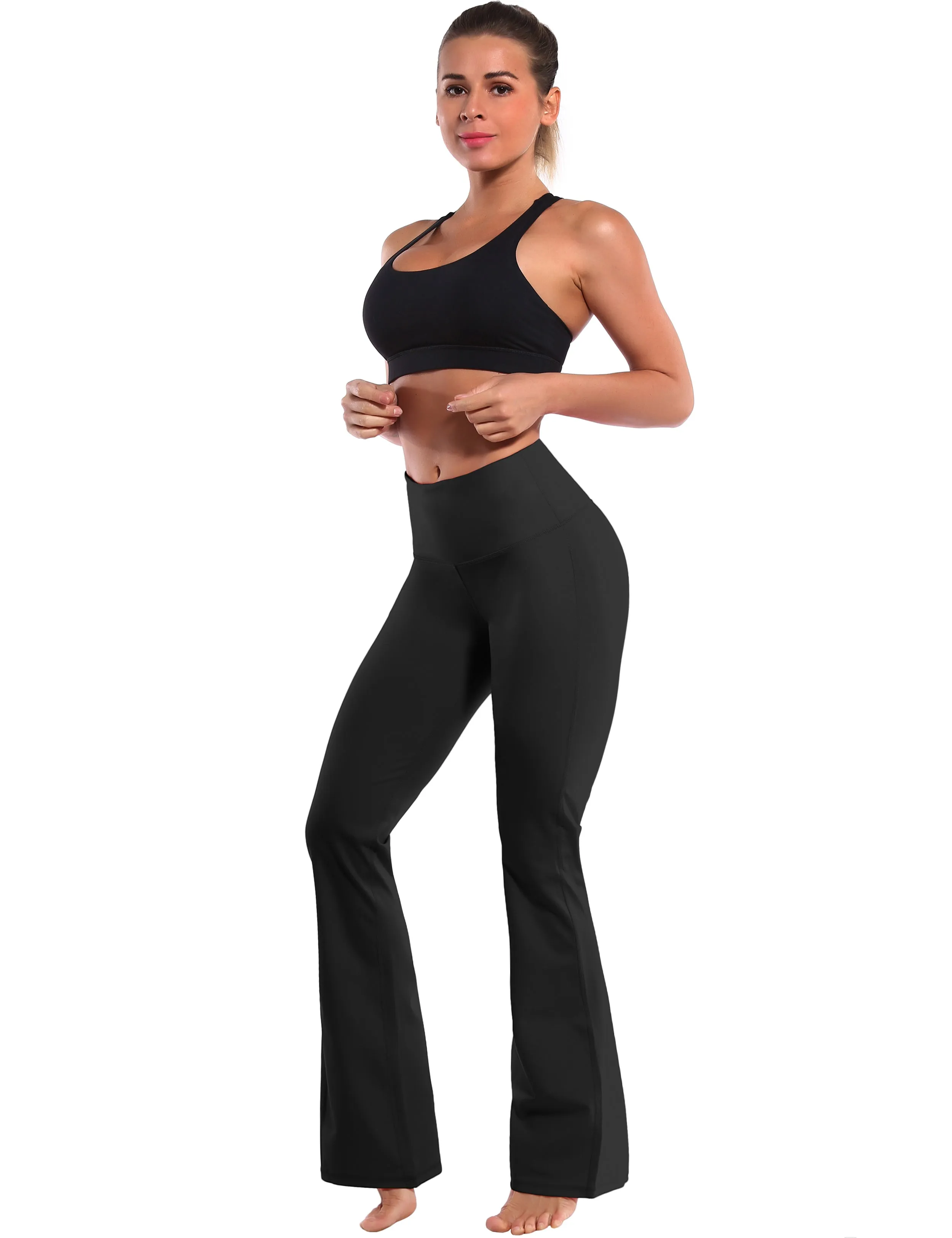 29" 31" 33" 35" 37" High Waist Bootcut Leggings Black ins_Running