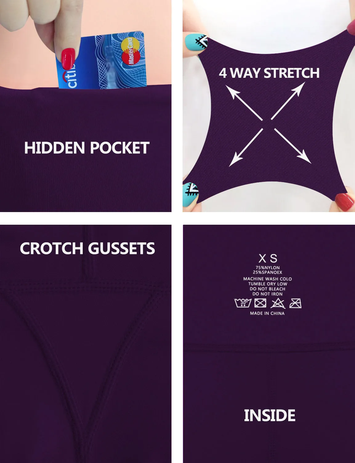 29" 31" 33" 35" 37" High Waist Bootcut Leggings Eggplantpurple_Running