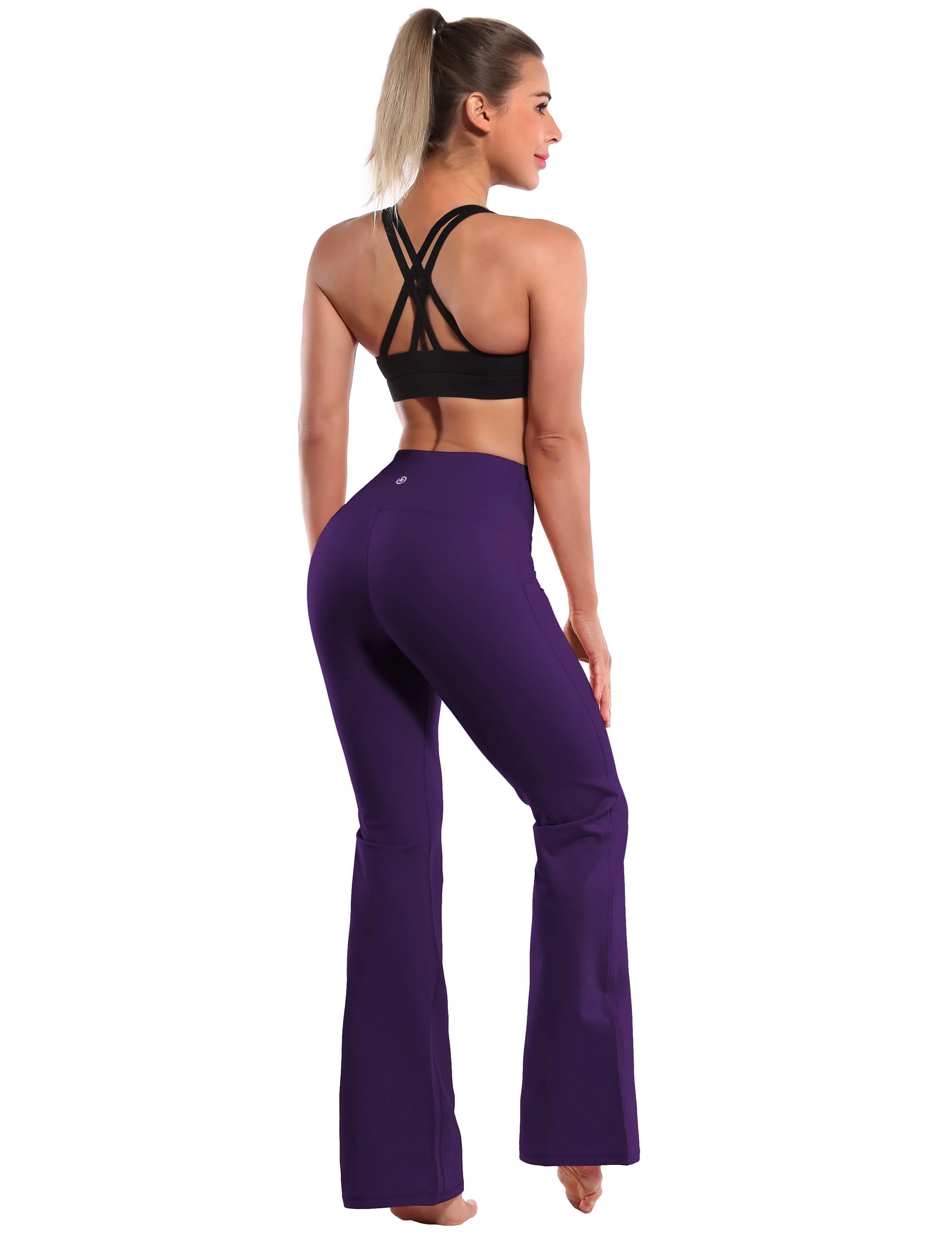 29" 31" 33" 35" 37" High Waist Bootcut Leggings Eggplantpurple_Running