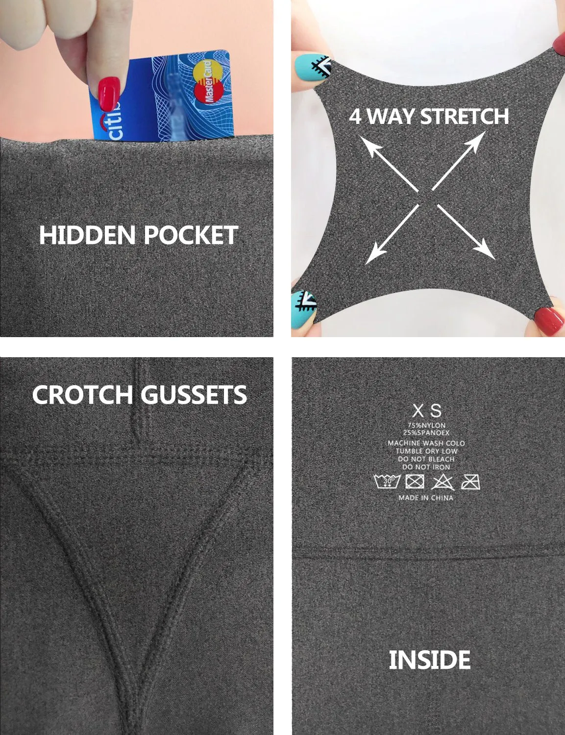 29" 31" 33" 35" 37" High Waist Bootcut Leggings heathercharcoal ins_Running
