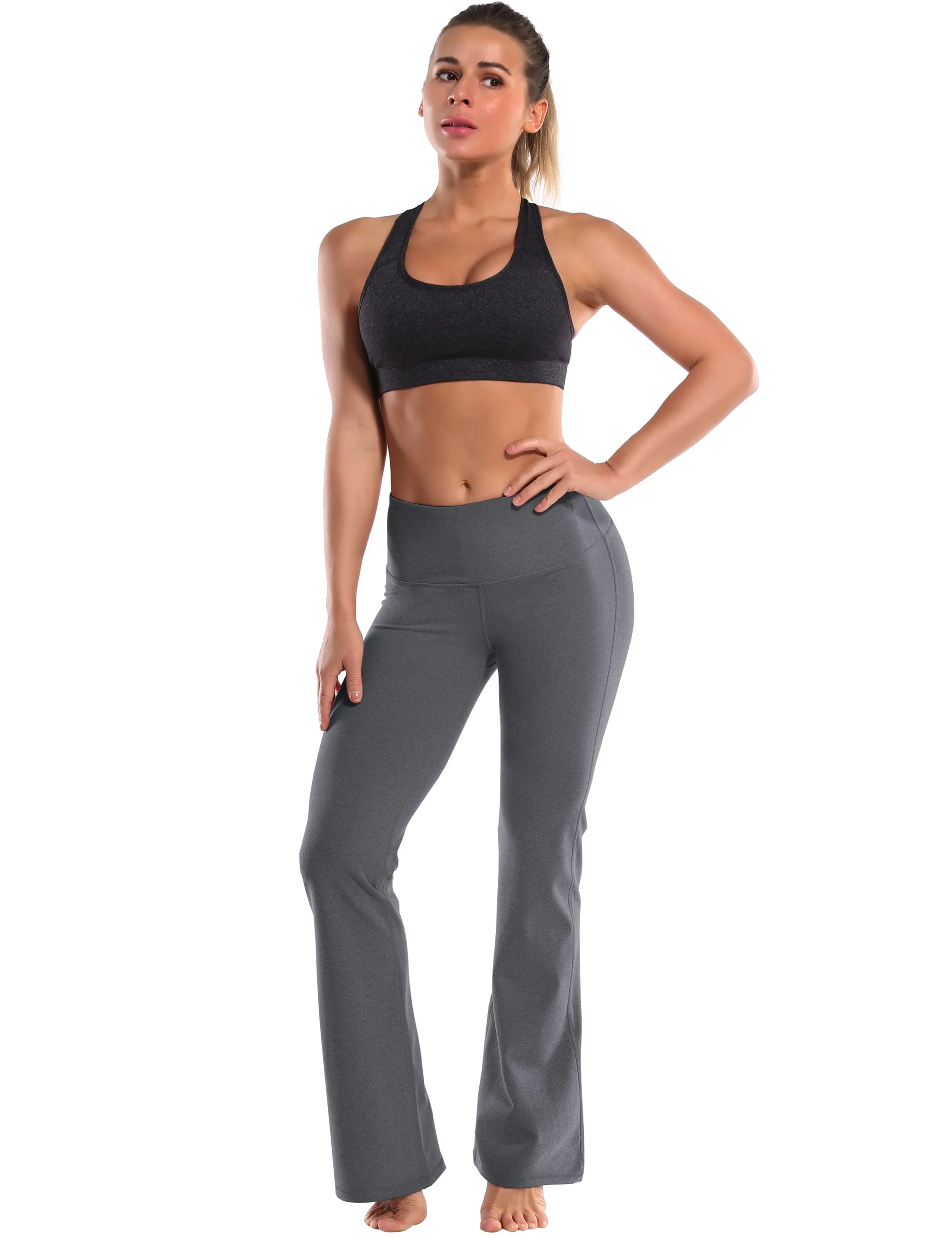 29" 31" 33" 35" 37" High Waist Bootcut Leggings heathercharcoal_Running