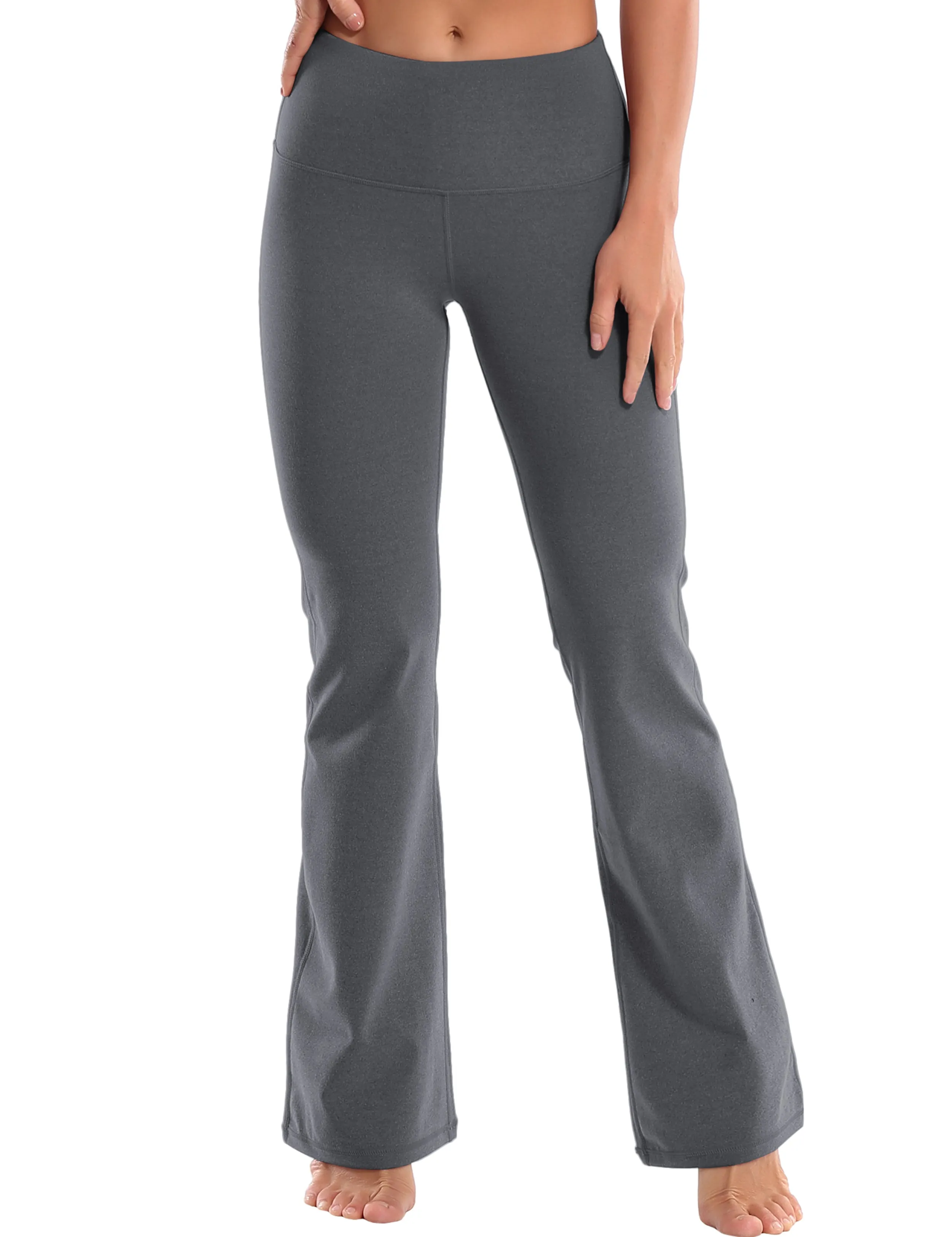 29" 31" 33" 35" 37" High Waist Bootcut Leggings heathercharcoal_Running