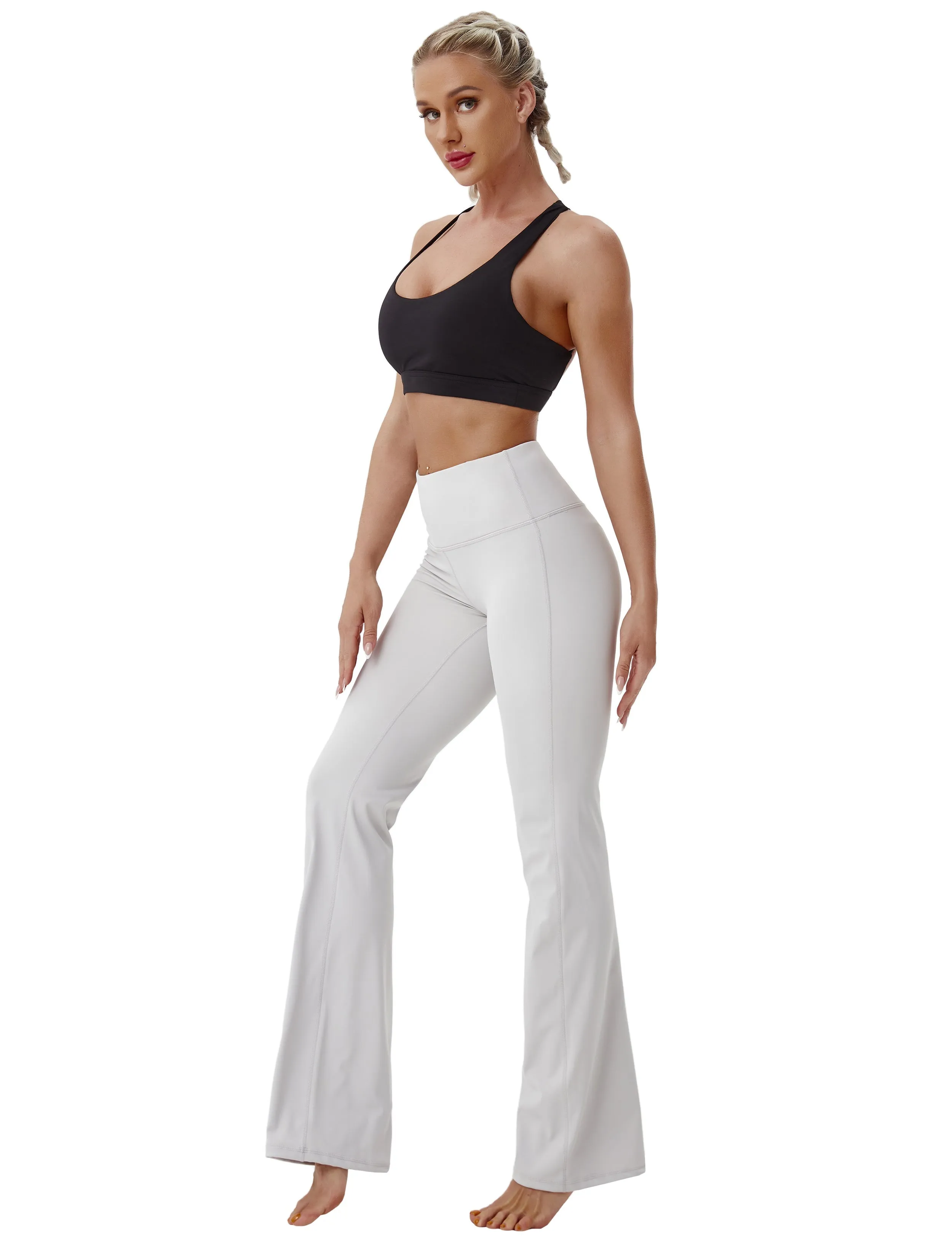 29" 31" 33" 35" 37" High Waist Bootcut Leggings Lightgray_Running