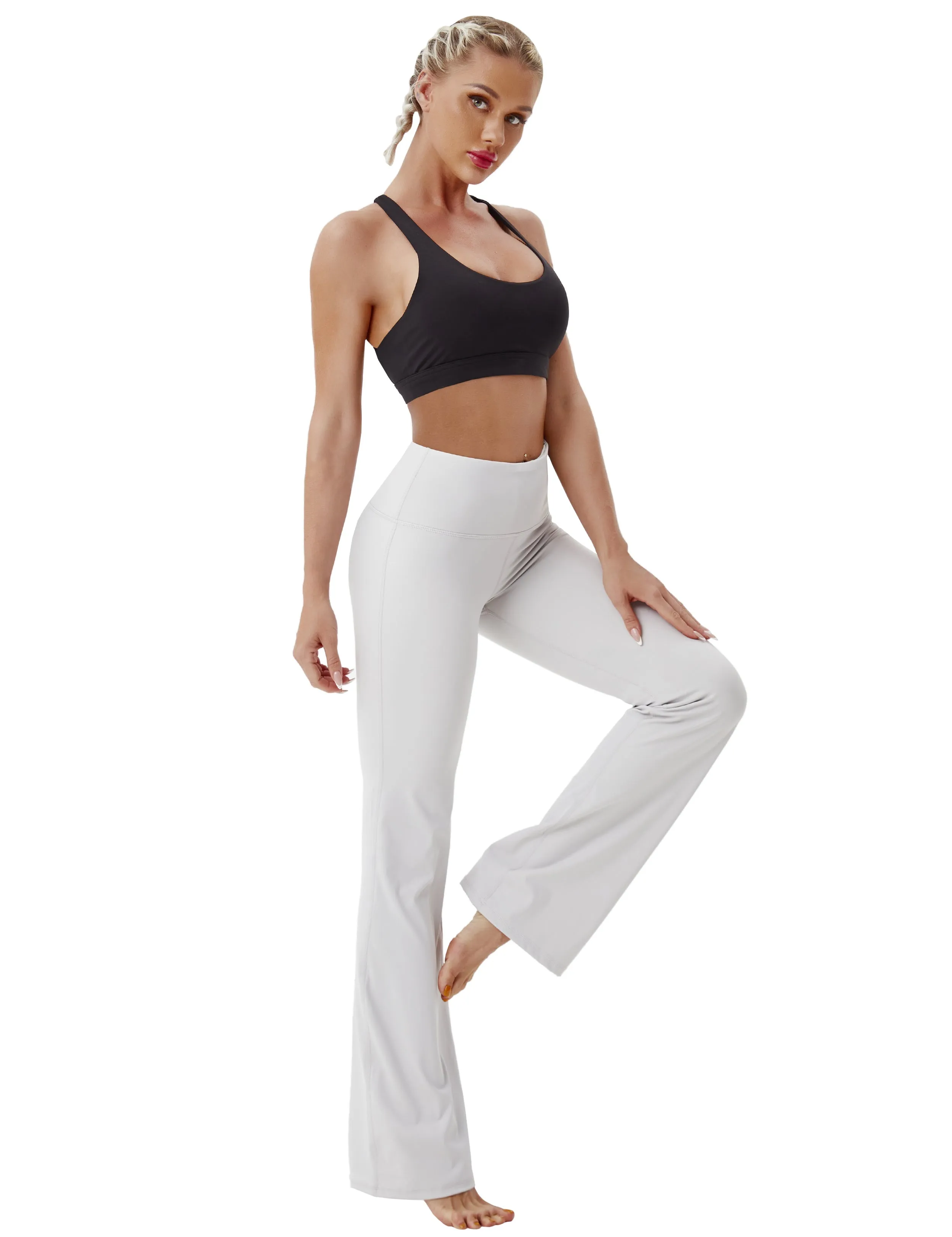 29" 31" 33" 35" 37" High Waist Bootcut Leggings Lightgray_Running
