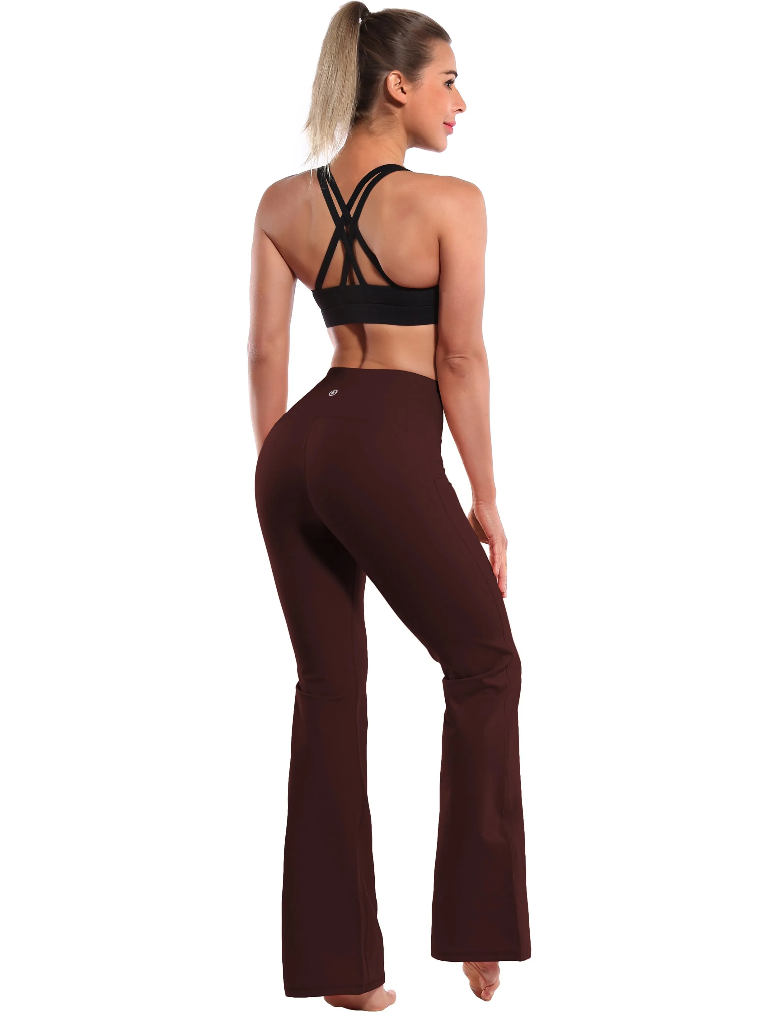 29" 31" 33" 35" 37" High Waist Bootcut Leggings Mahoganymaroon ins_Running